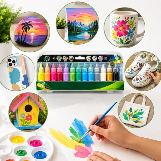 12 Colors 3D Decorative Acrylic Paint Set | 18ml