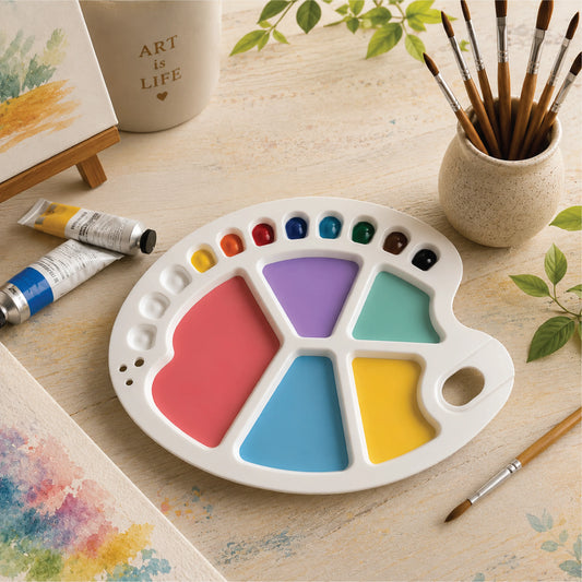 Large Fish shaped Paint Mixing Palette | 6 Large Sections + 10 Small Wells