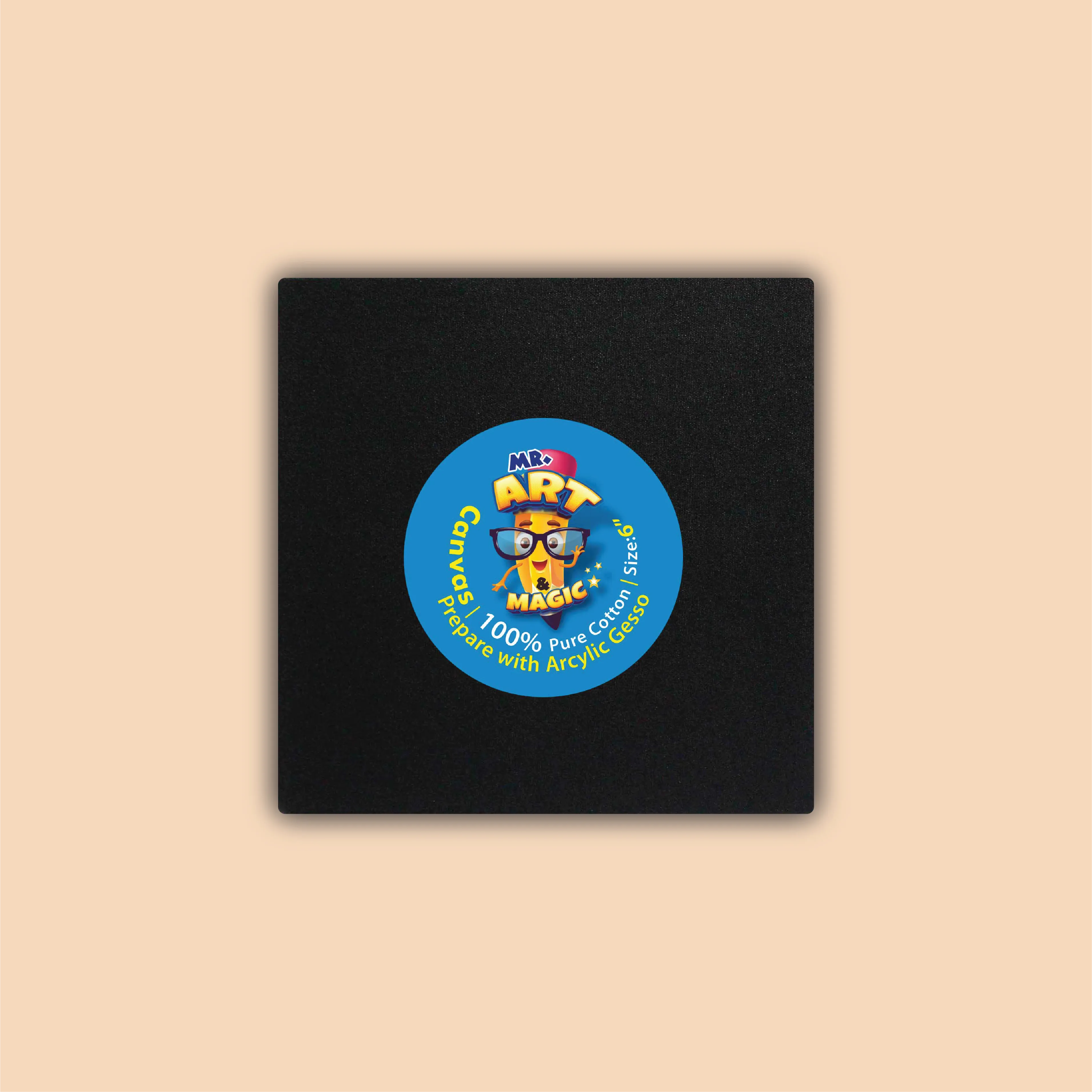 6-Inch Black Square Canvas Board
