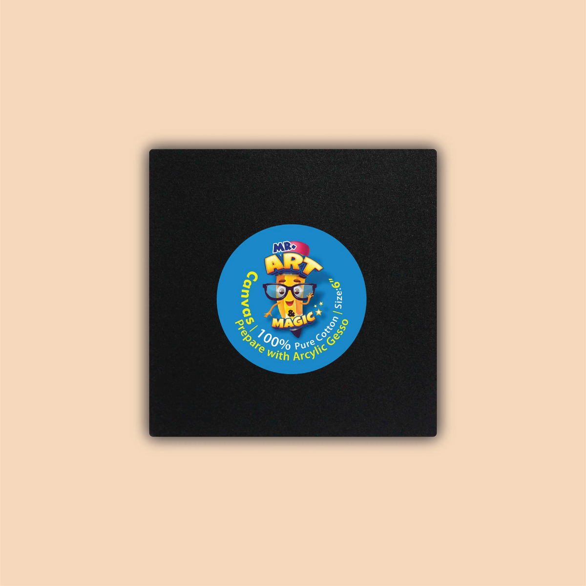 6-Inch Black Square Canvas Board
