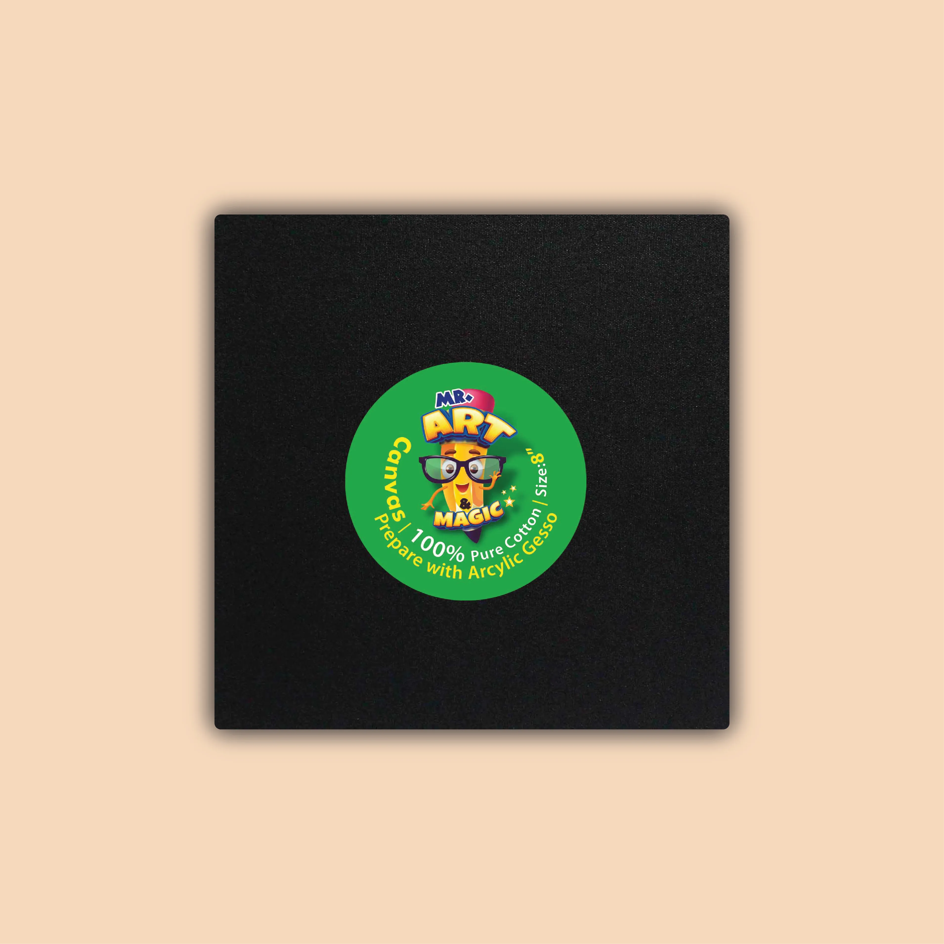 8-Inch Black Square Canvas Board
