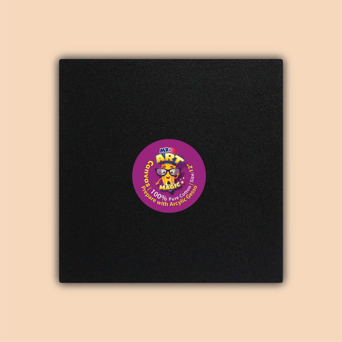 12-Inch Black Square Canvas Board
