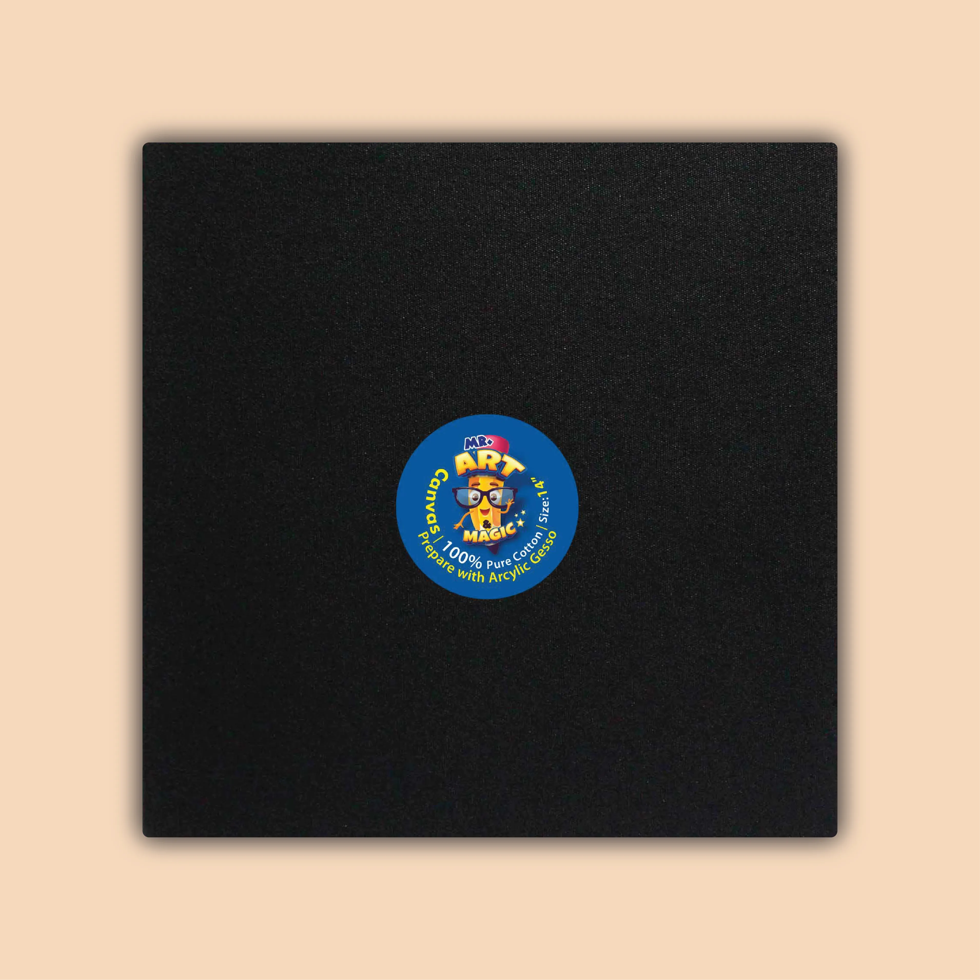 14-Inch Black Square Canvas Board
