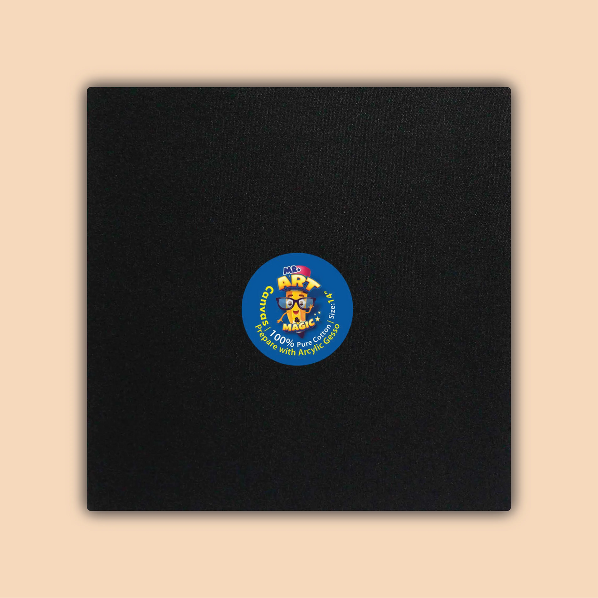 14-Inch Black Square Canvas Board
