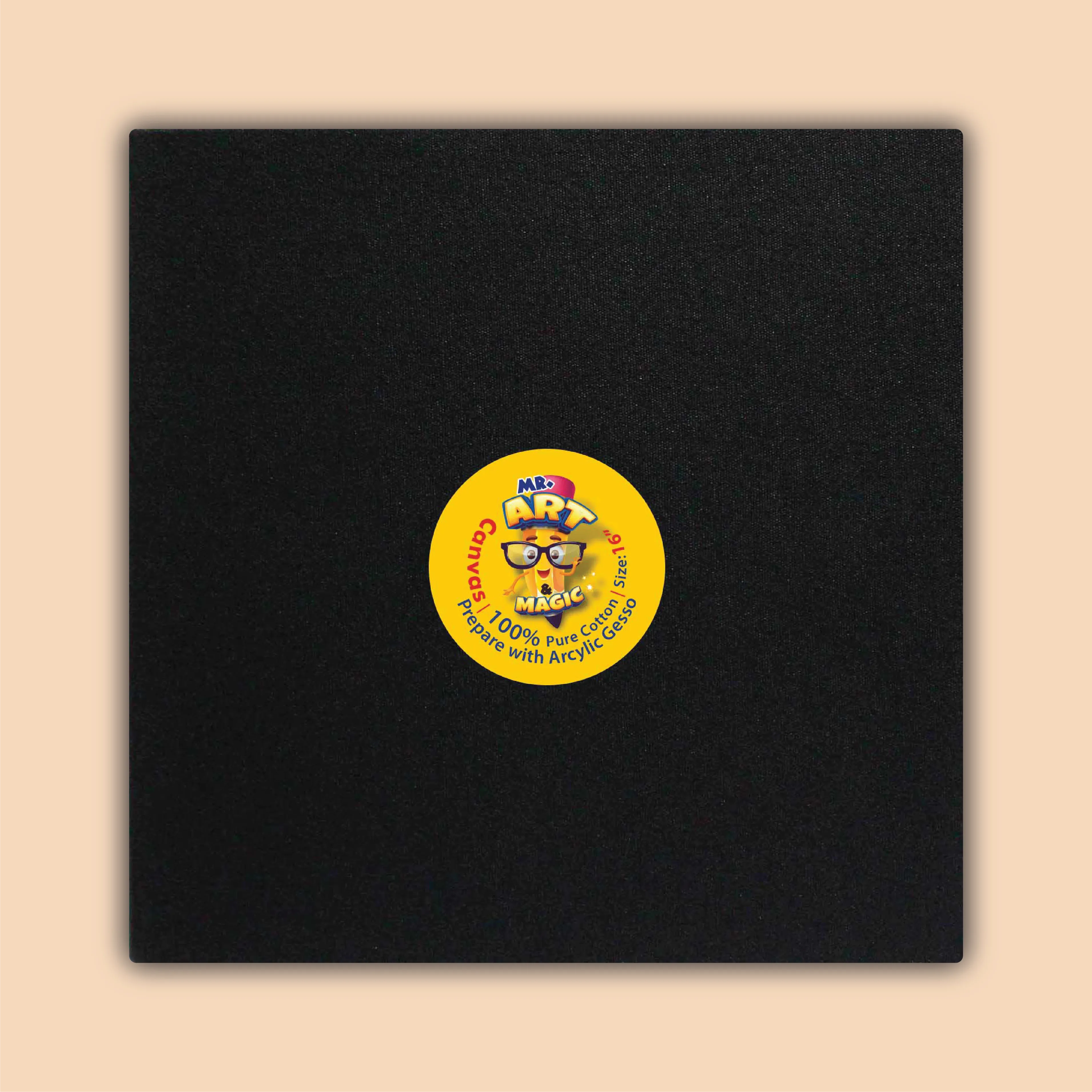 16-Inch Black Square Canvas Board
