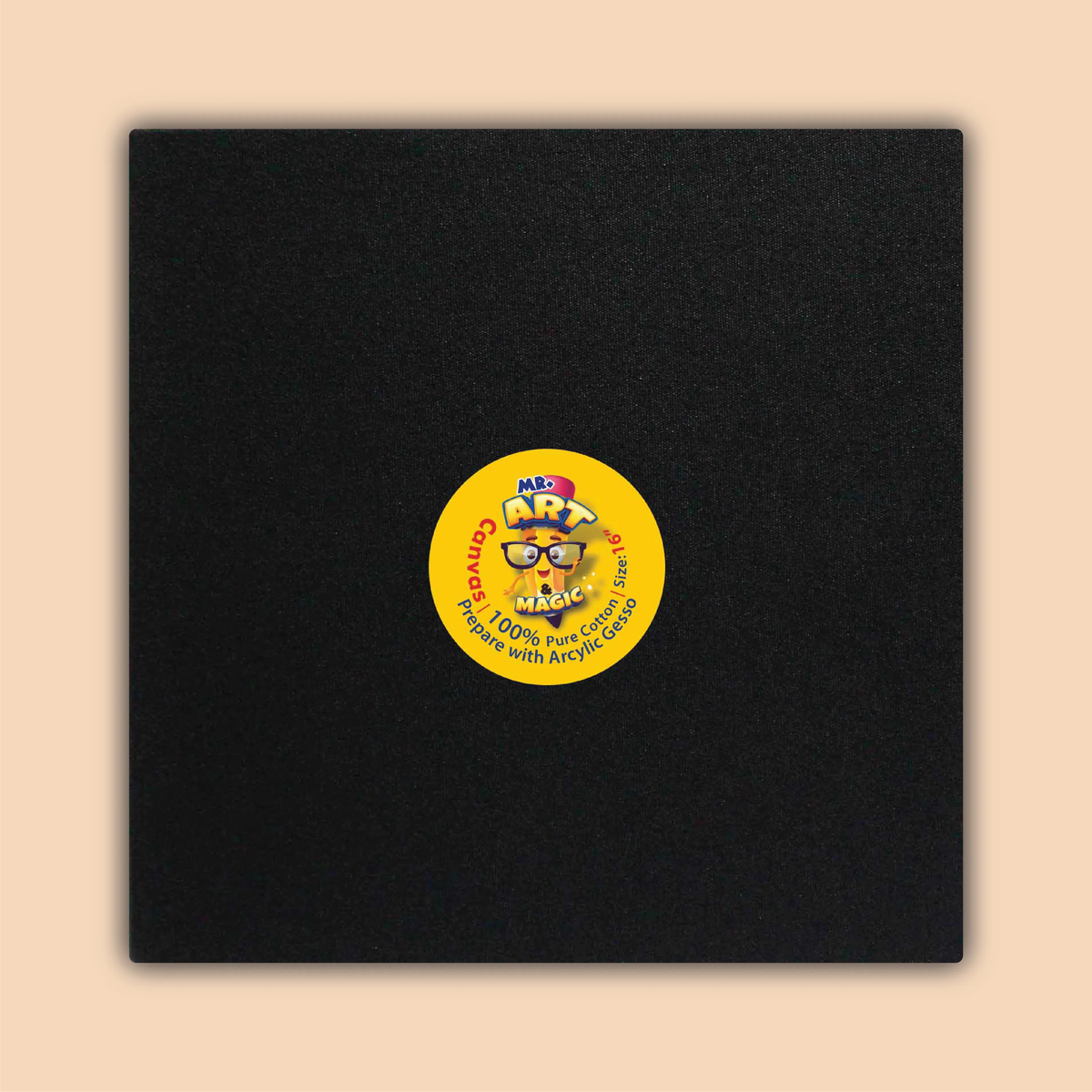 16-Inch Black Square Canvas Board
