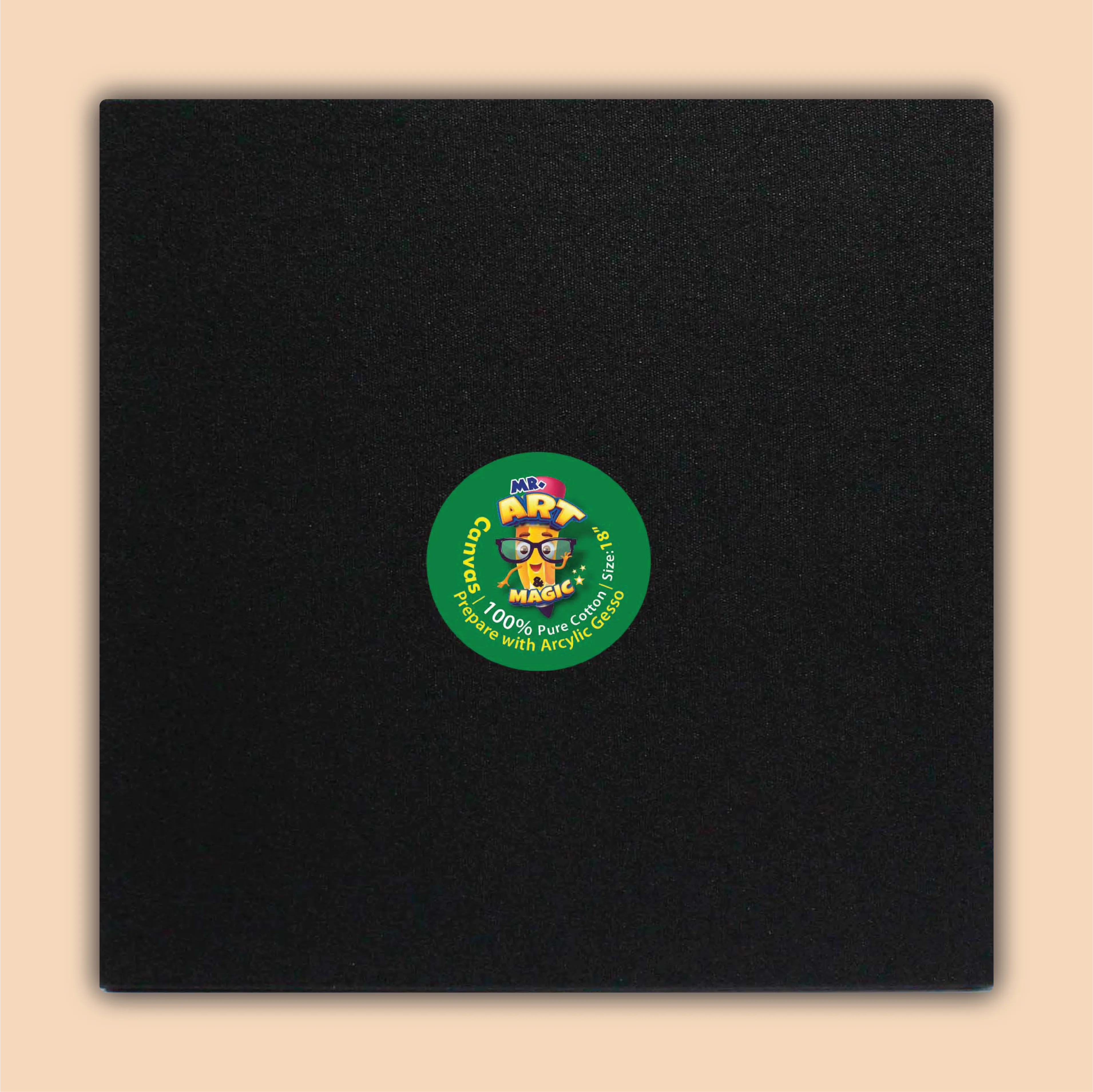 18-Inch Black Square Canvas Board
