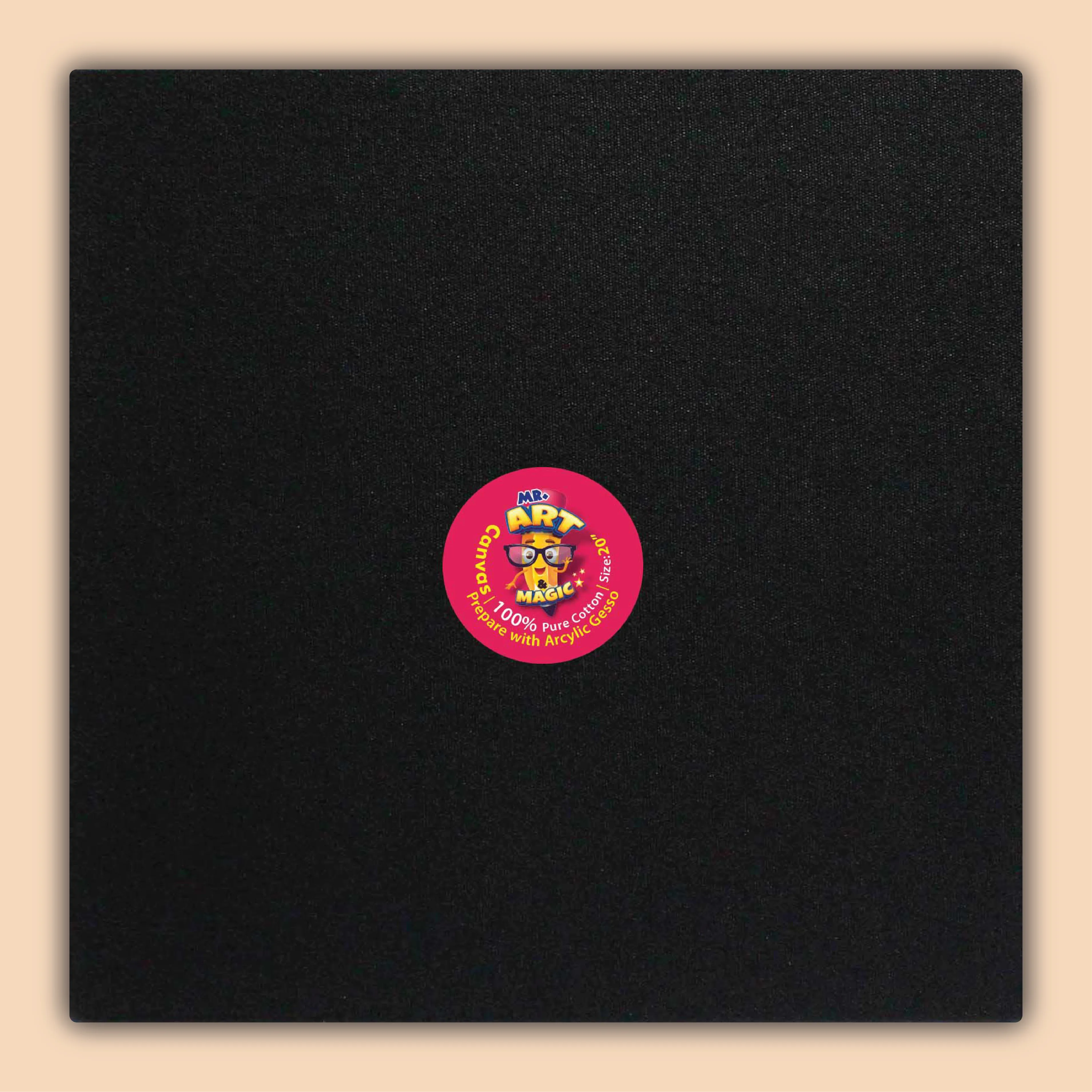 20-Inch Black Square Canvas Board
