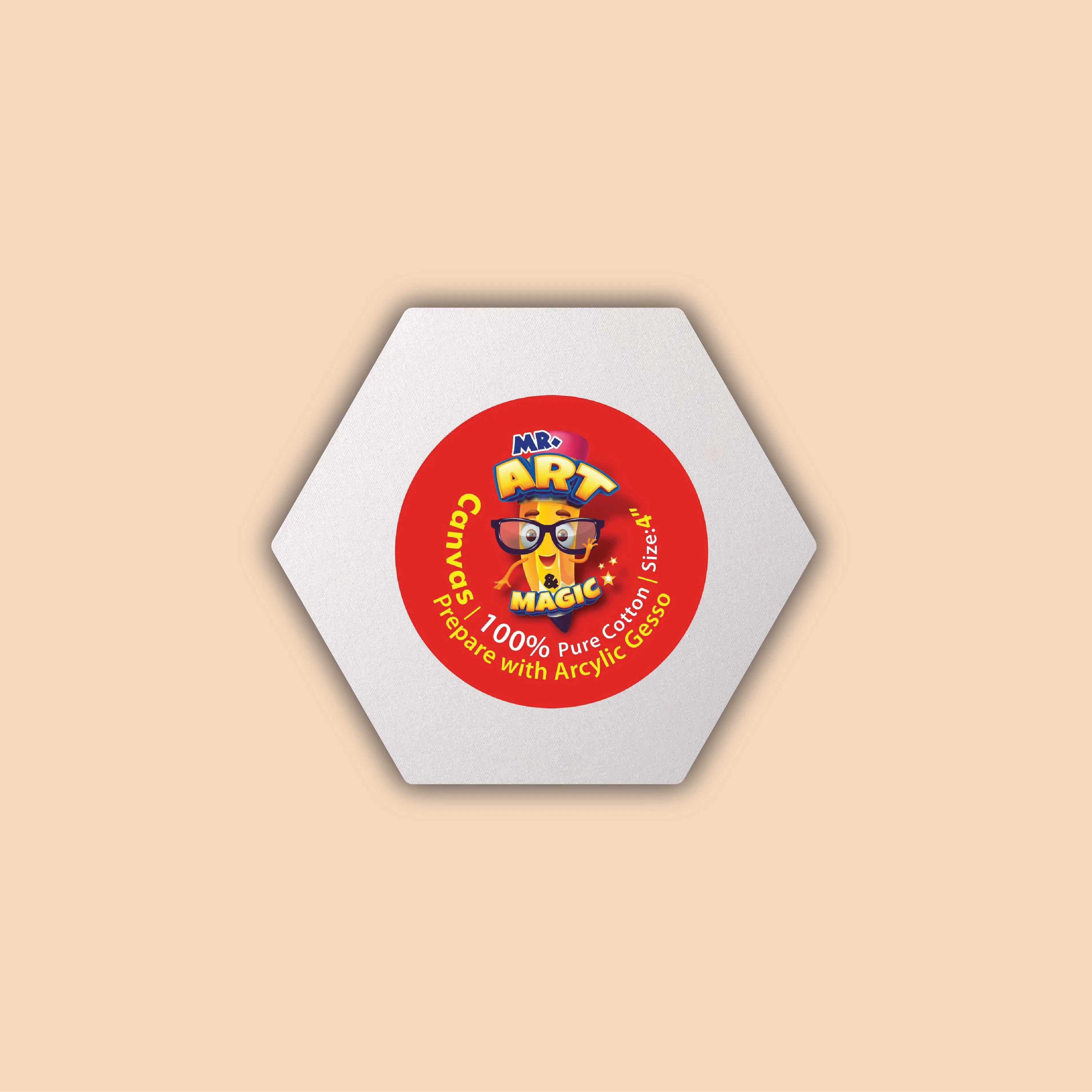 4-Inch White Hexagon Canvas Board
