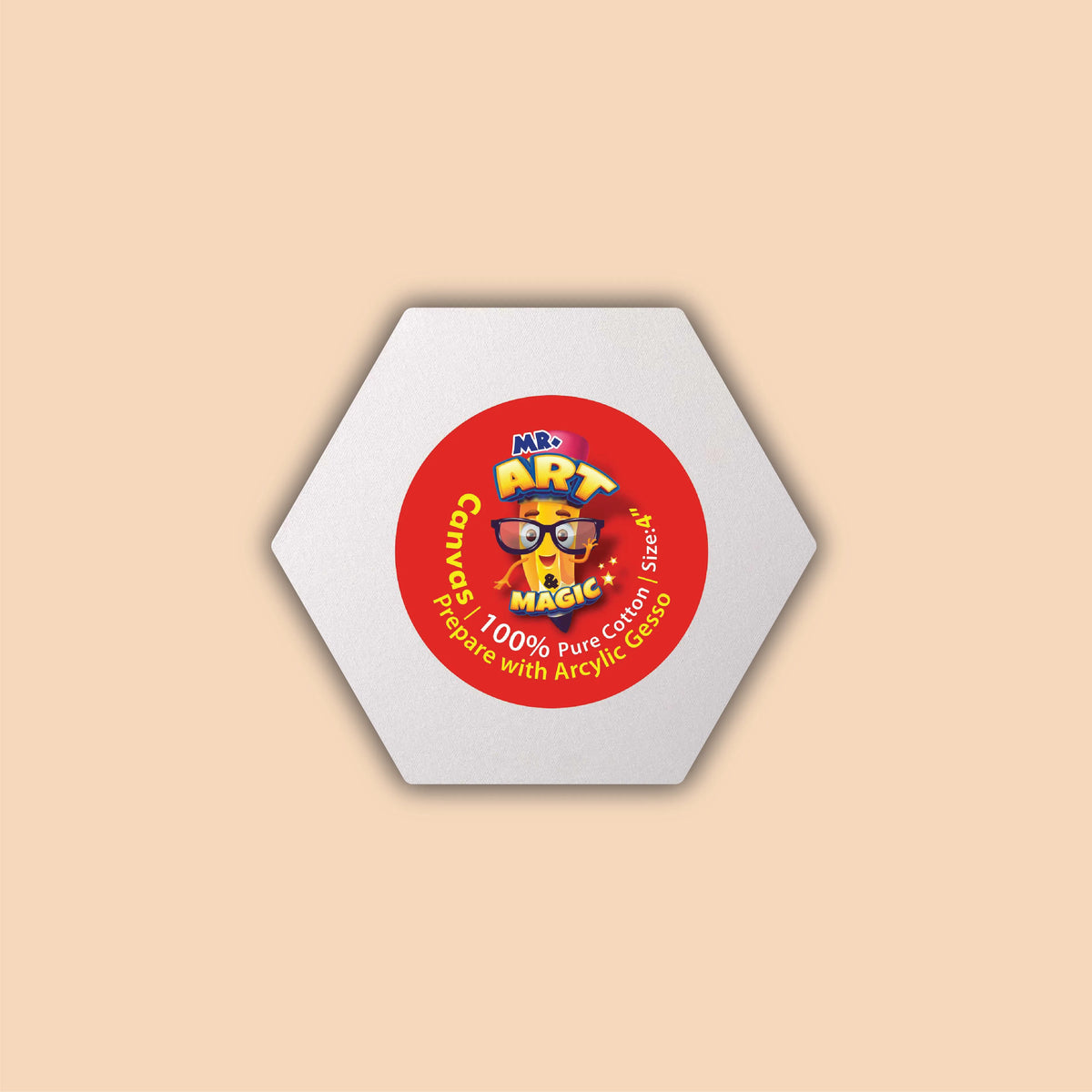 4-Inch White Hexagon Canvas Board
