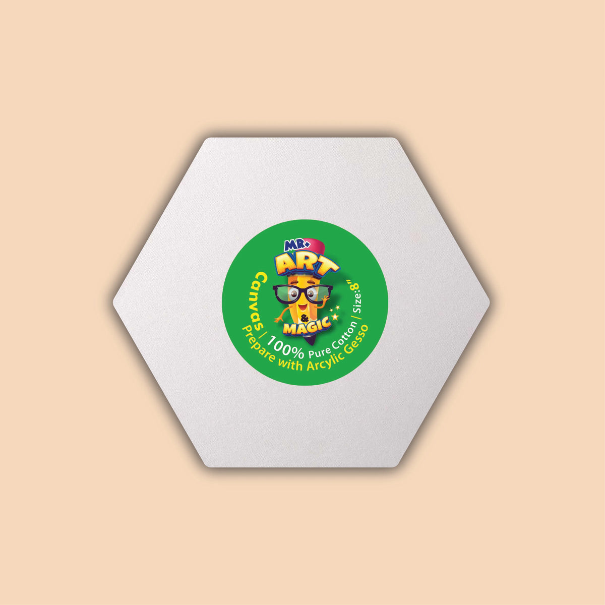 8-Inch White Hexagon Canvas Board
