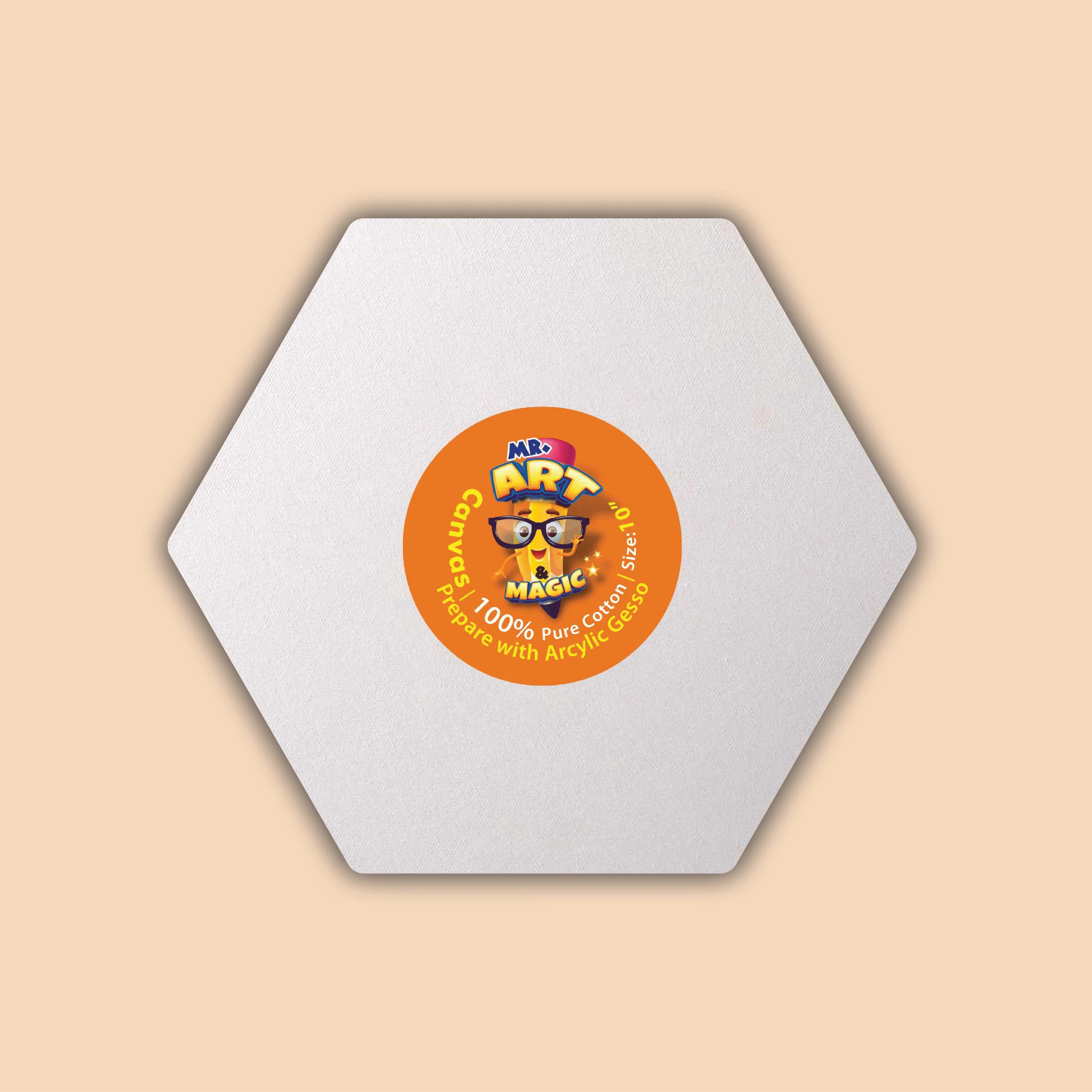 10-Inch White Hexagon Canvas Board

