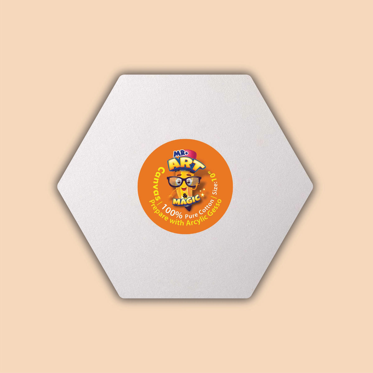 10-Inch White Hexagon Canvas Board
