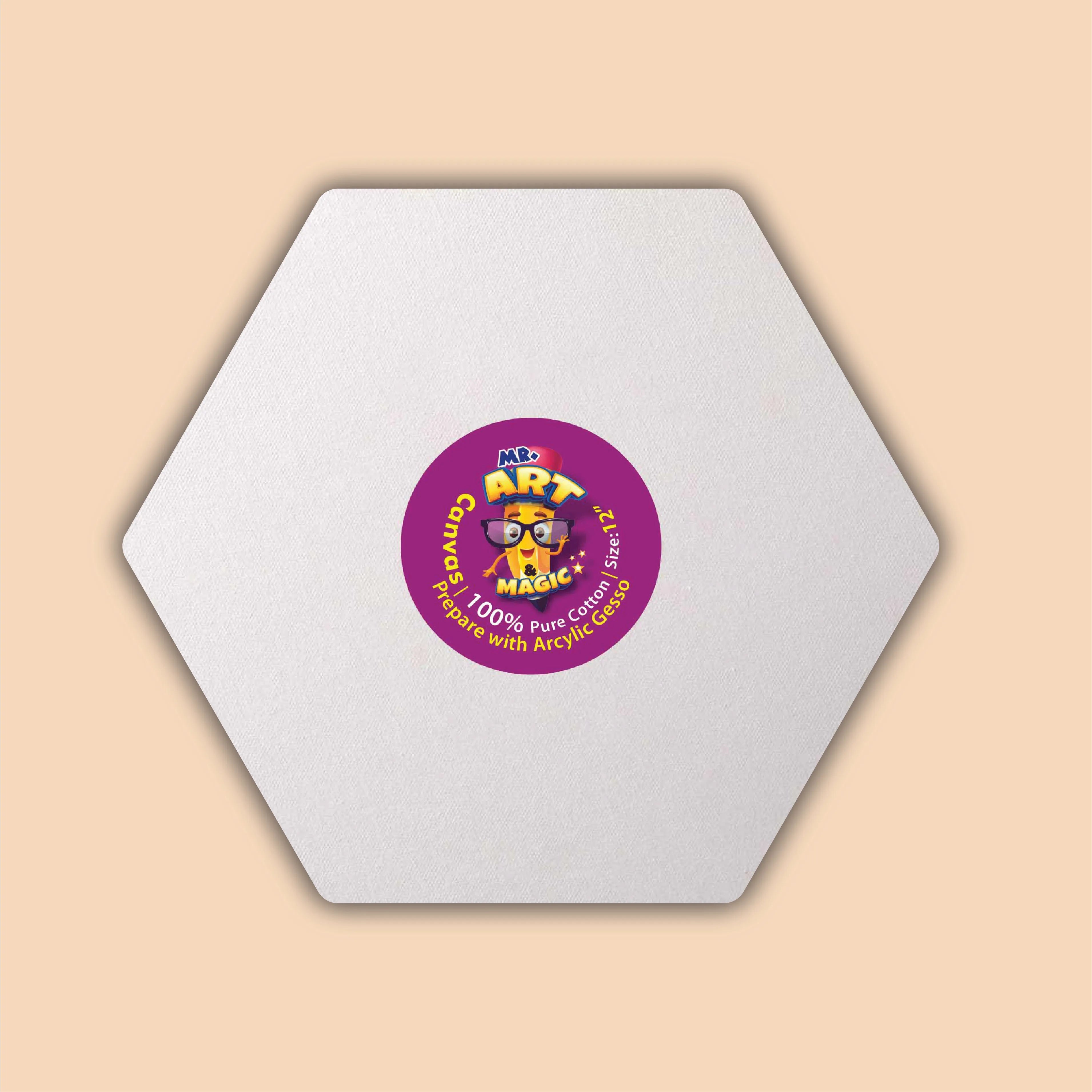 12-Inch White Hexagon Canvas Board
