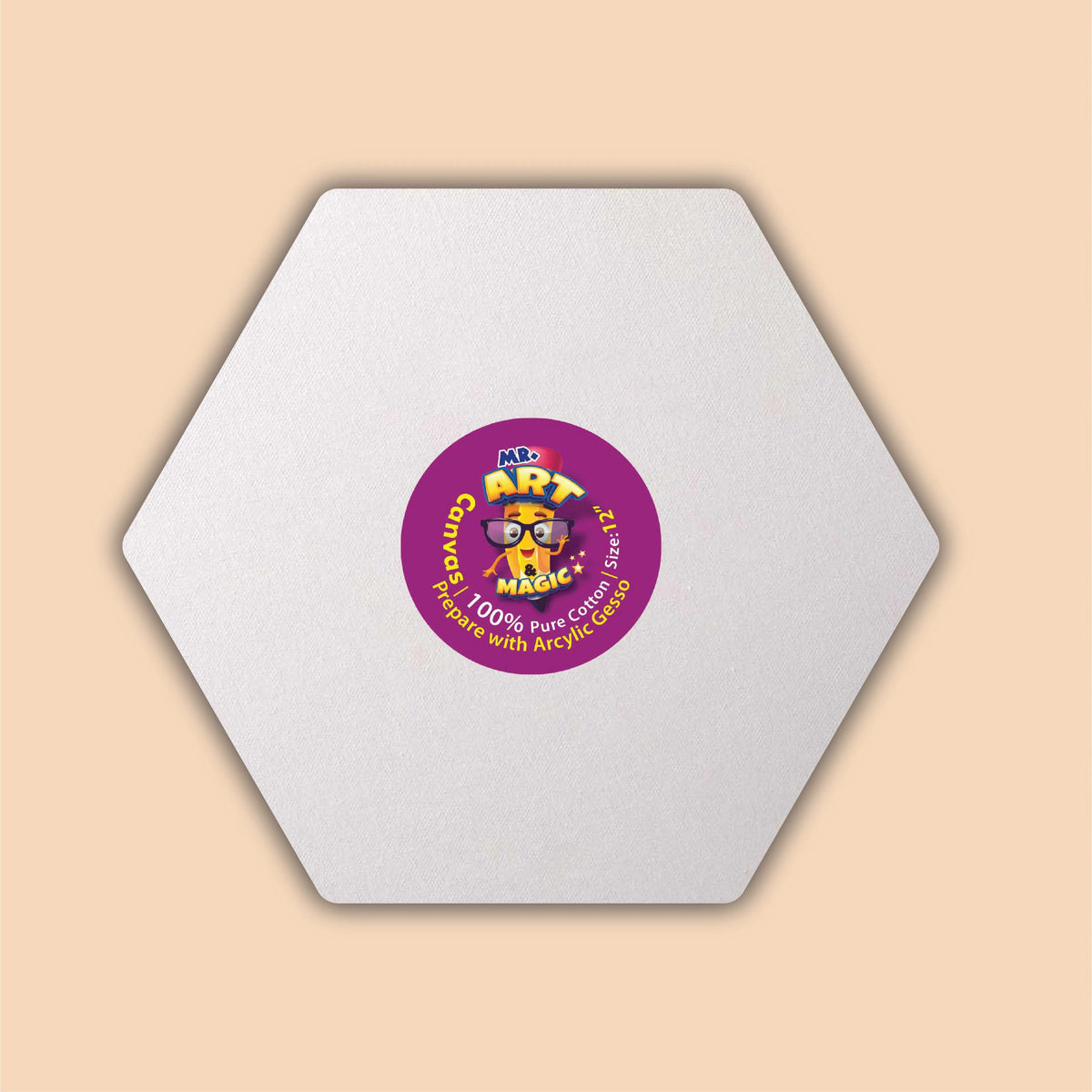 12-Inch White Hexagon Canvas Board
