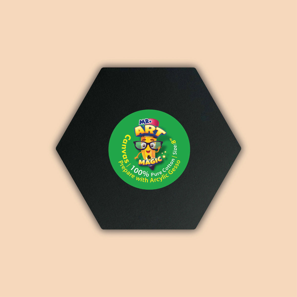 8-Inch Black Hexagon Canvas Board
