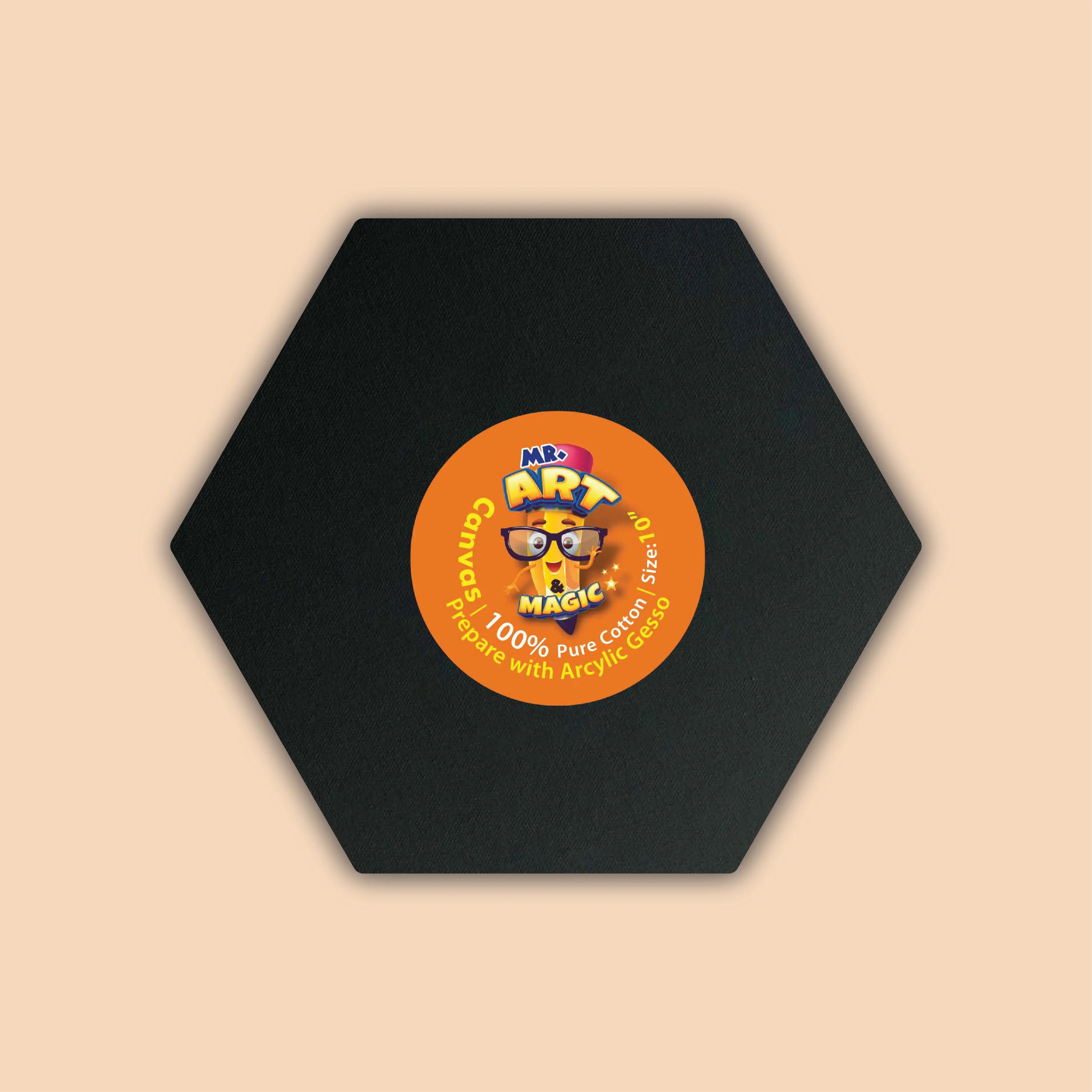 10-Inch Black Hexagon Canvas Board
