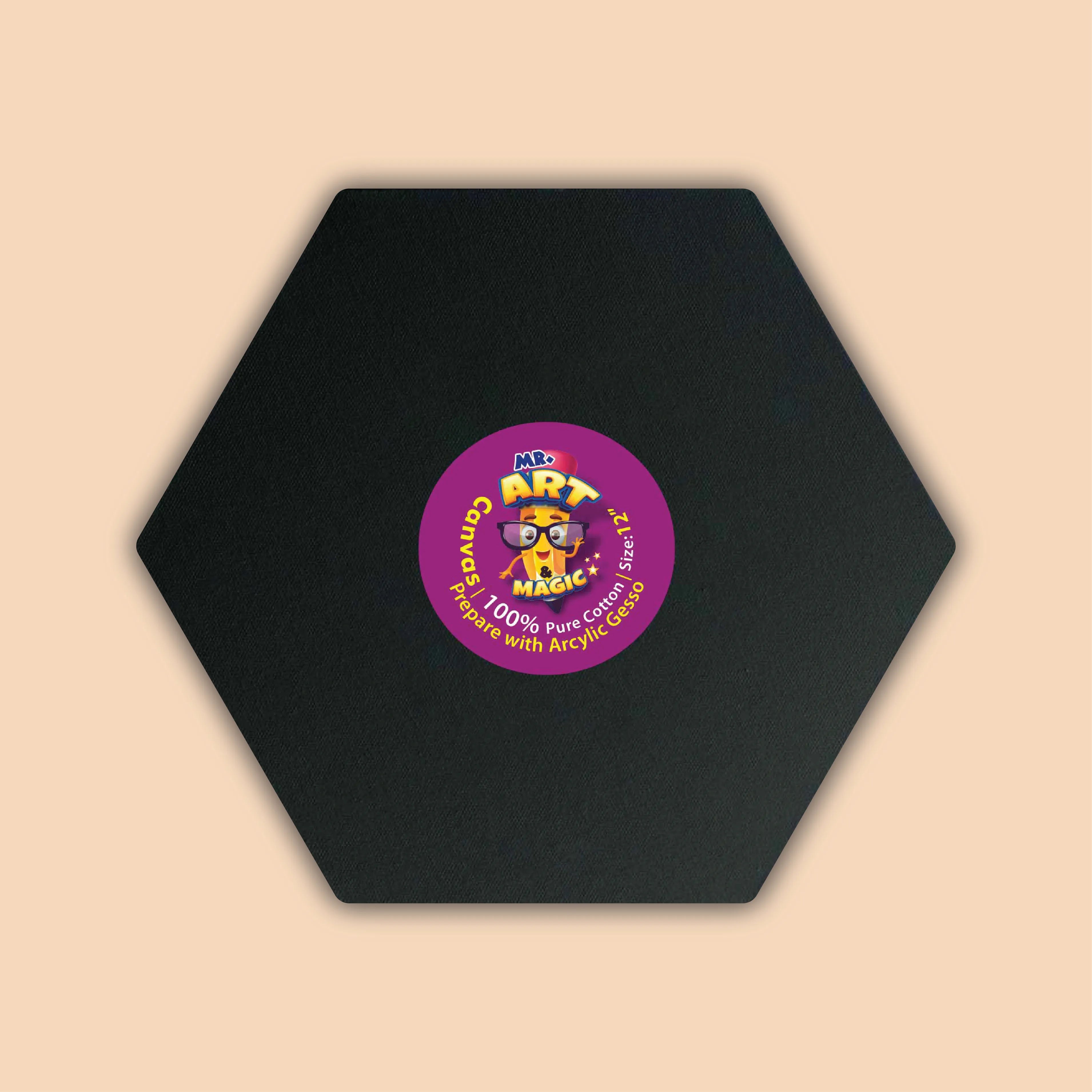 12-Inch Black Hexagon Canvas Board
