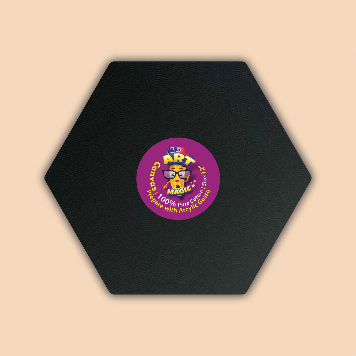 12-Inch Black Hexagon Canvas Board
