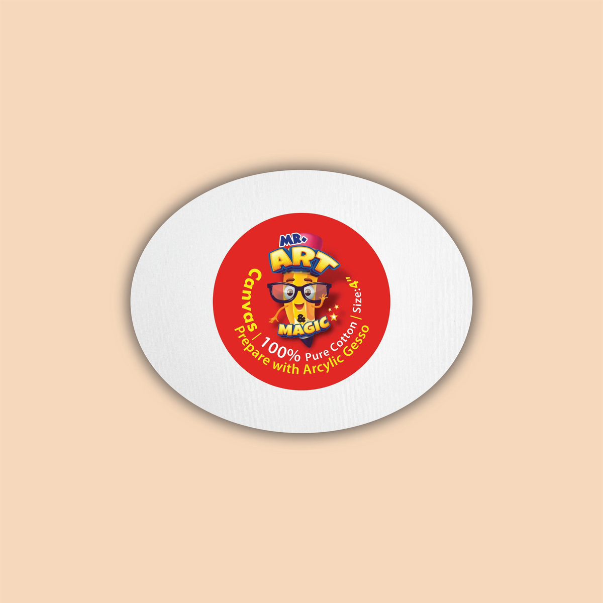 4-Inch White Oval Canvas Board
