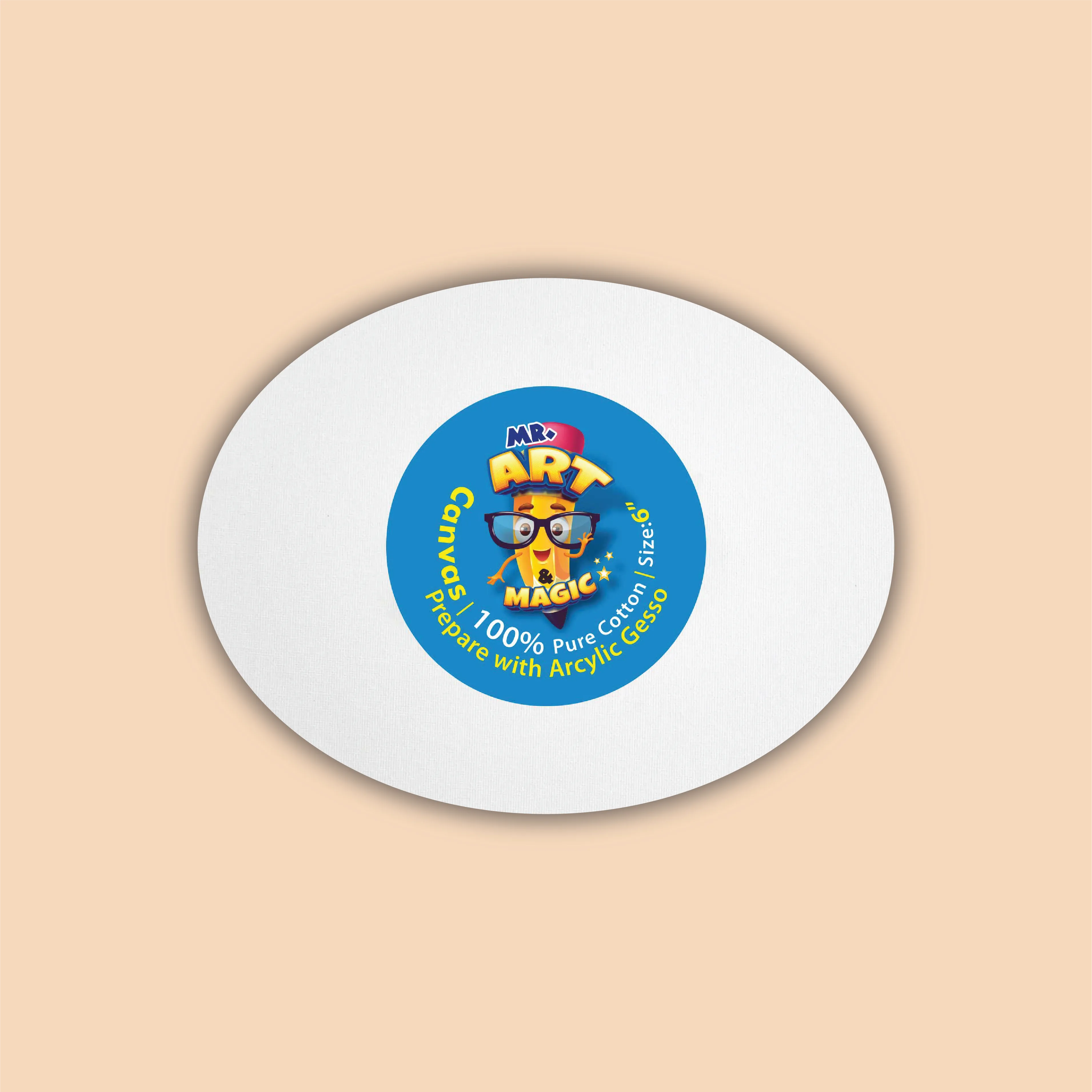 6-Inch White Oval Canvas Board