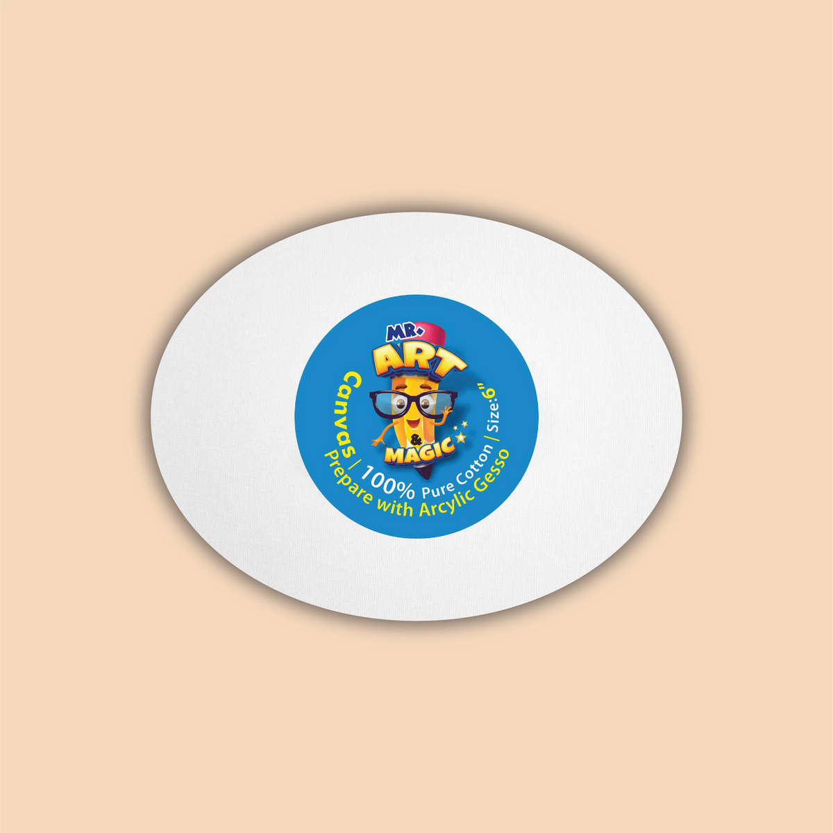 6-Inch White Oval Canvas Board