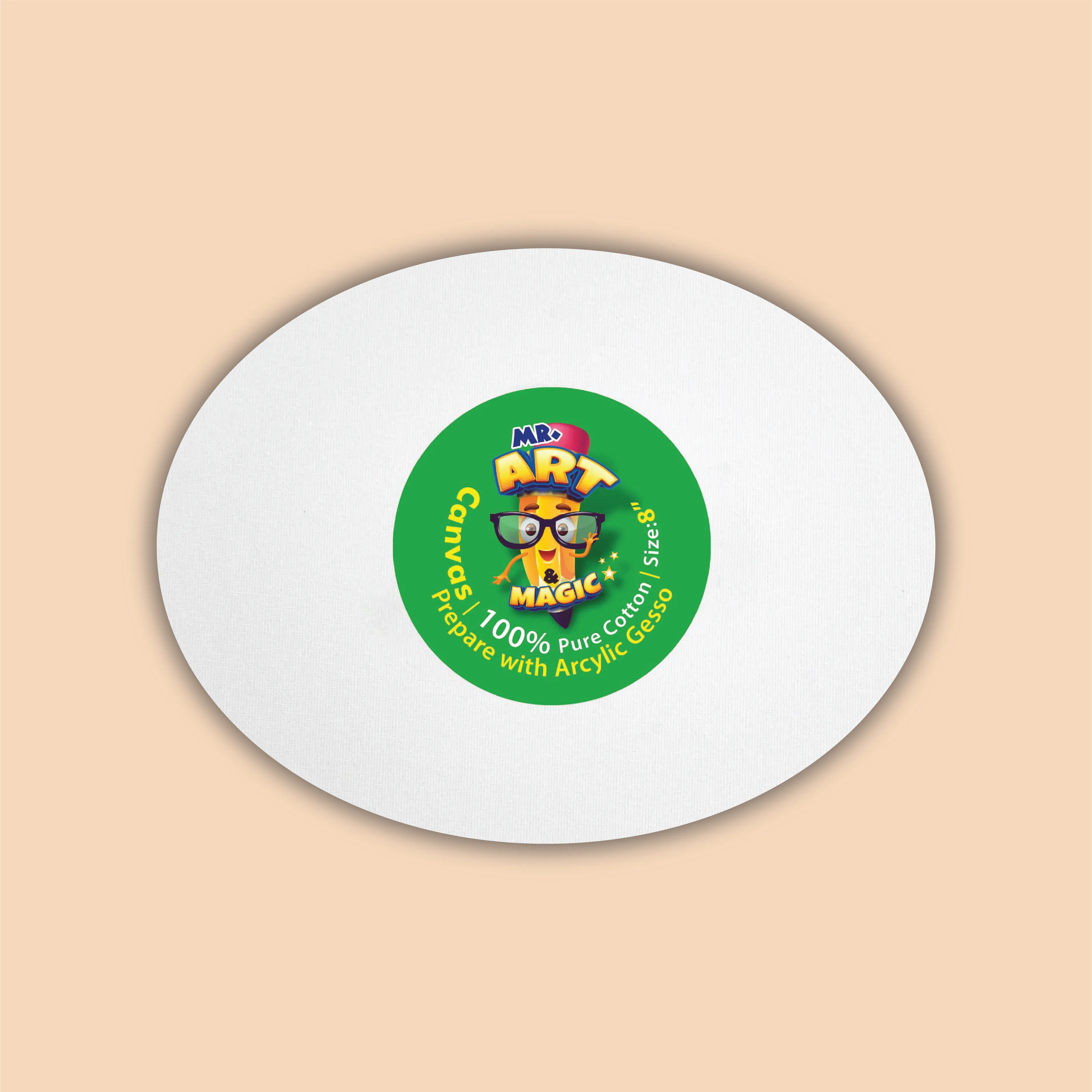 8-Inch White Oval Canvas Board