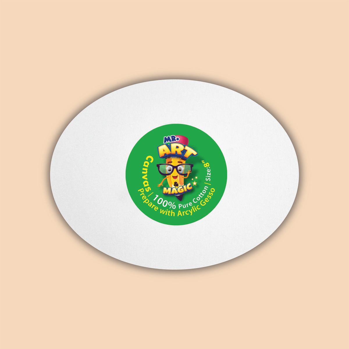 8-Inch White Oval Canvas Board