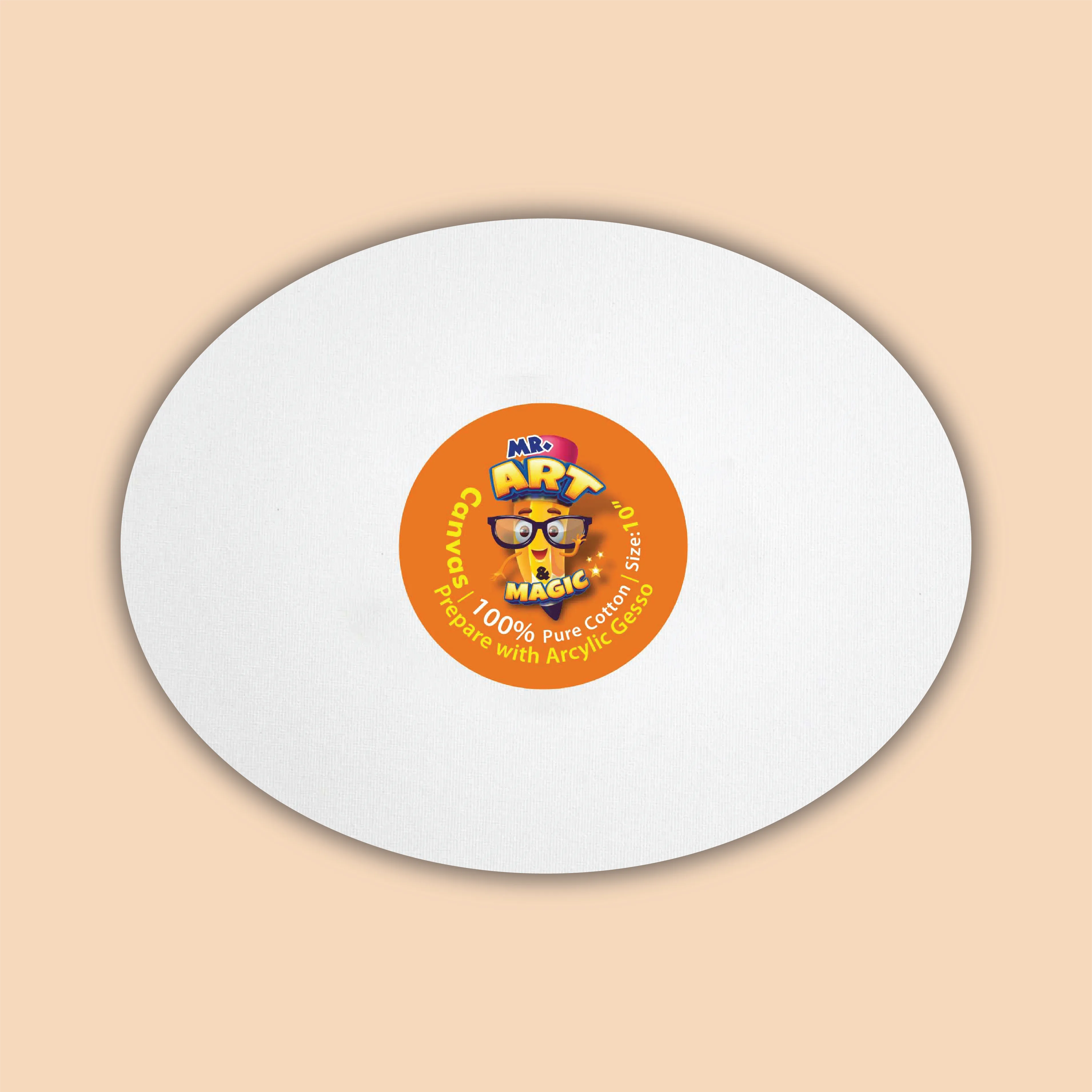 10-Inch White Oval Canvas Board
