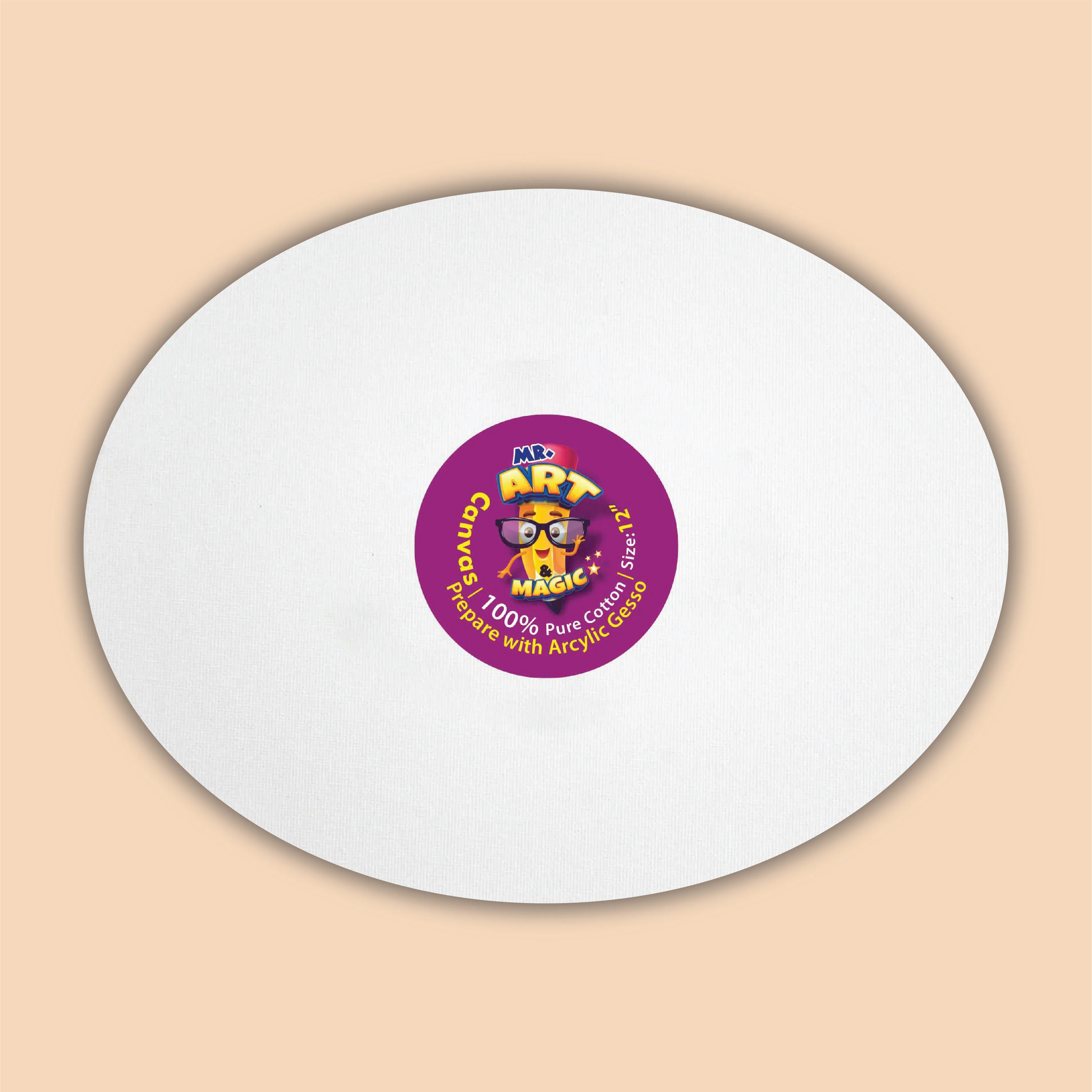 12-Inch White Oval Canvas Board
