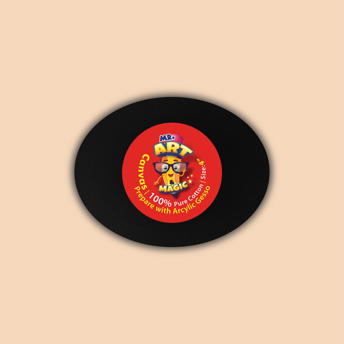 4-Inch Black Oval Canvas Board
