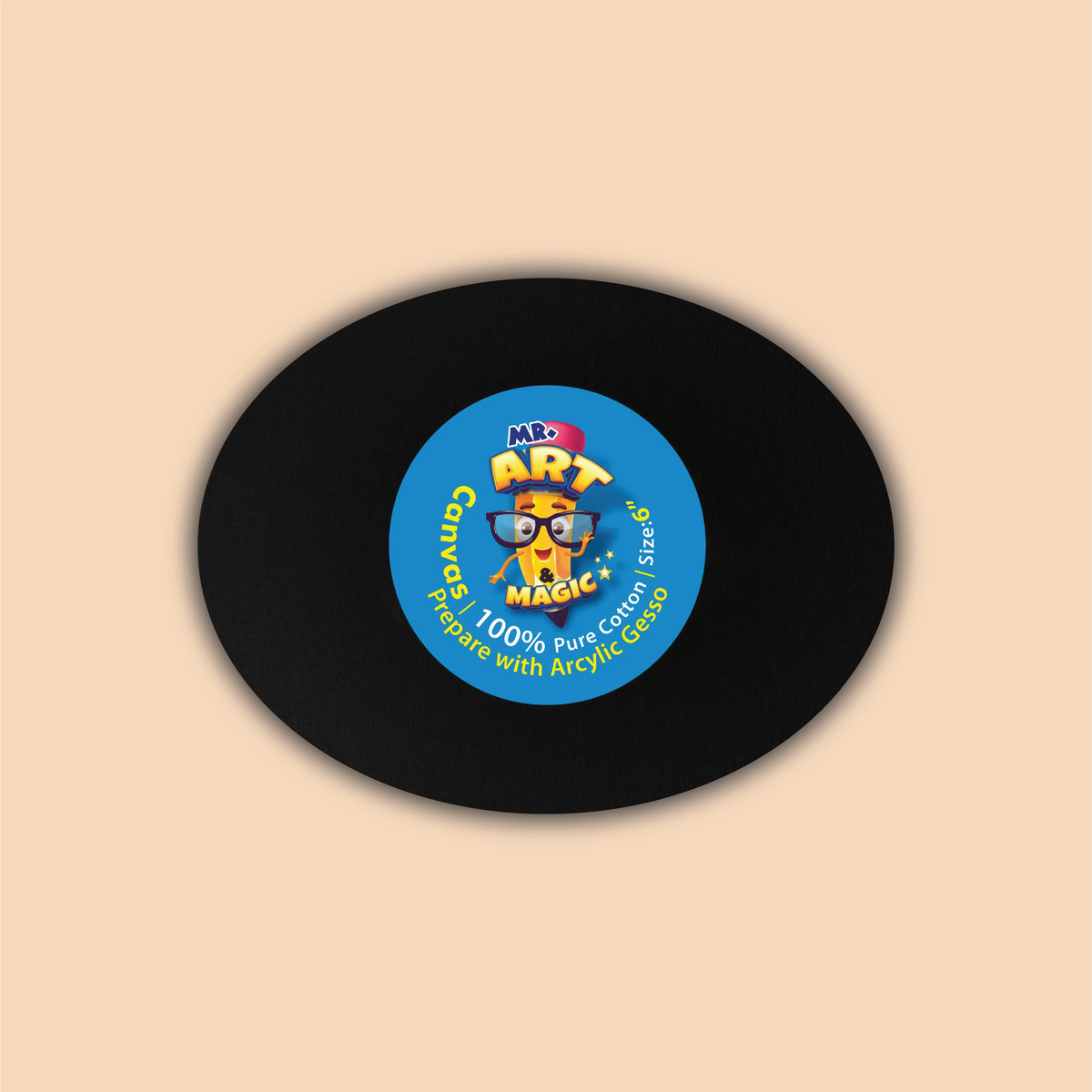 6-Inch Black Oval Canvas Board
