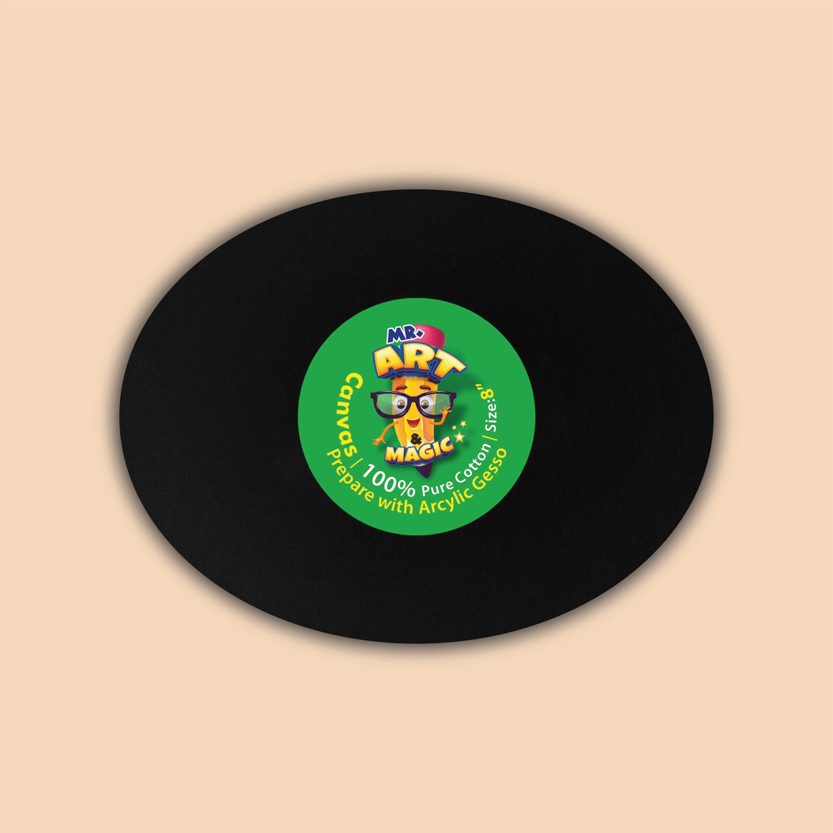 8-Inch Black Oval Canvas Board
