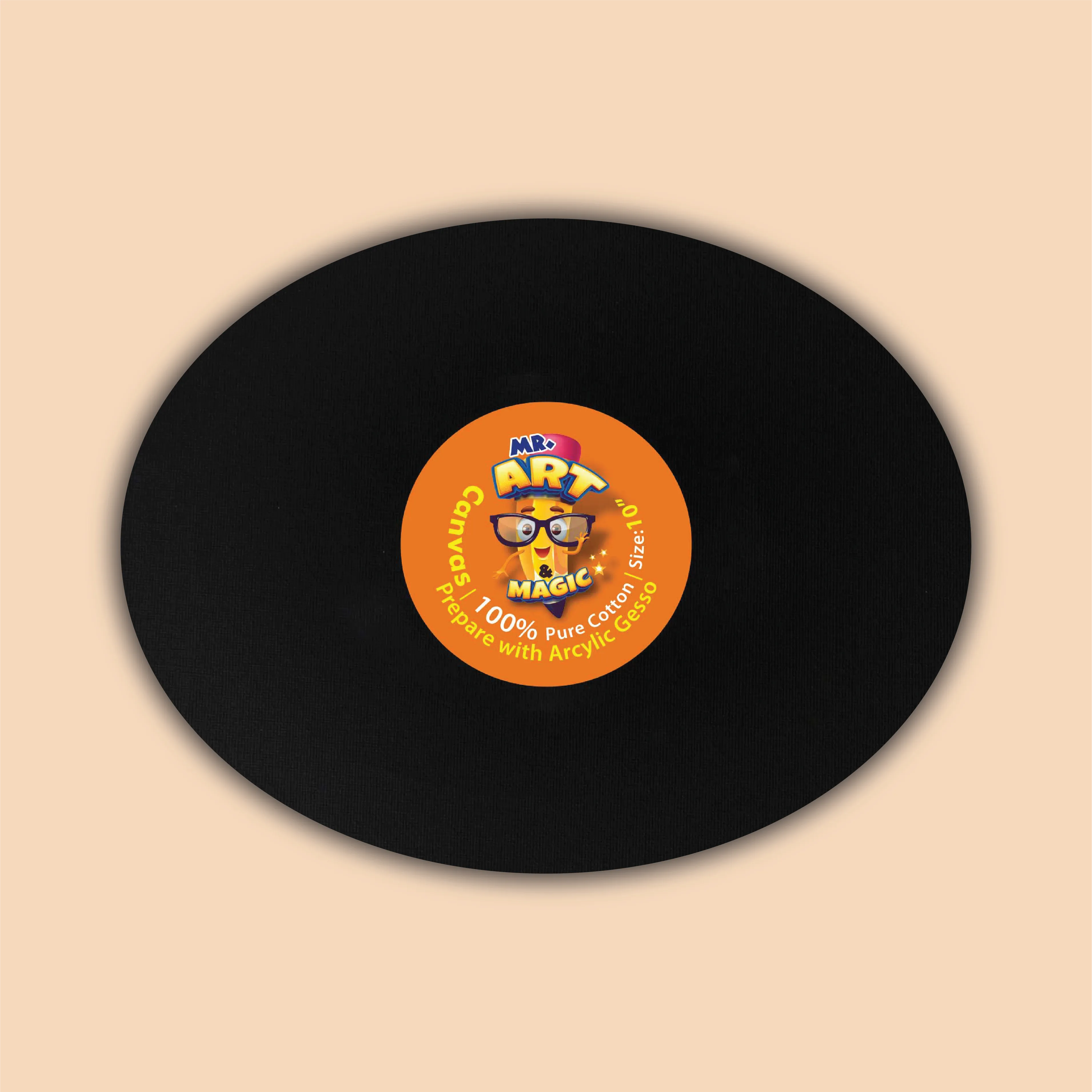 10-Inch Black Oval Canvas Board
