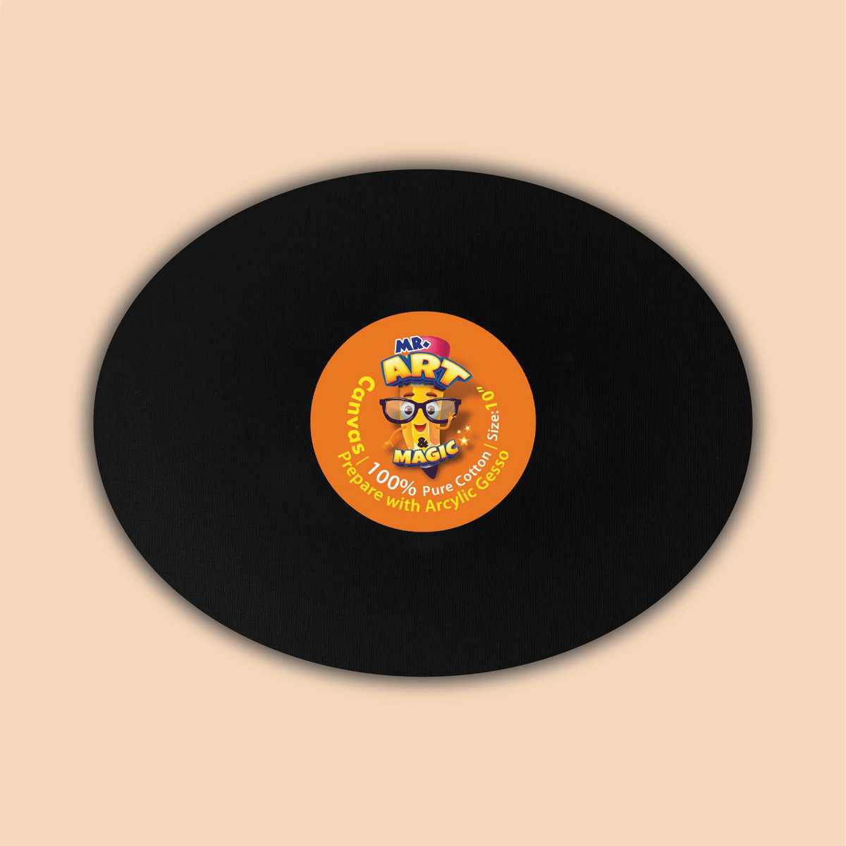 10-Inch Black Oval Canvas Board
