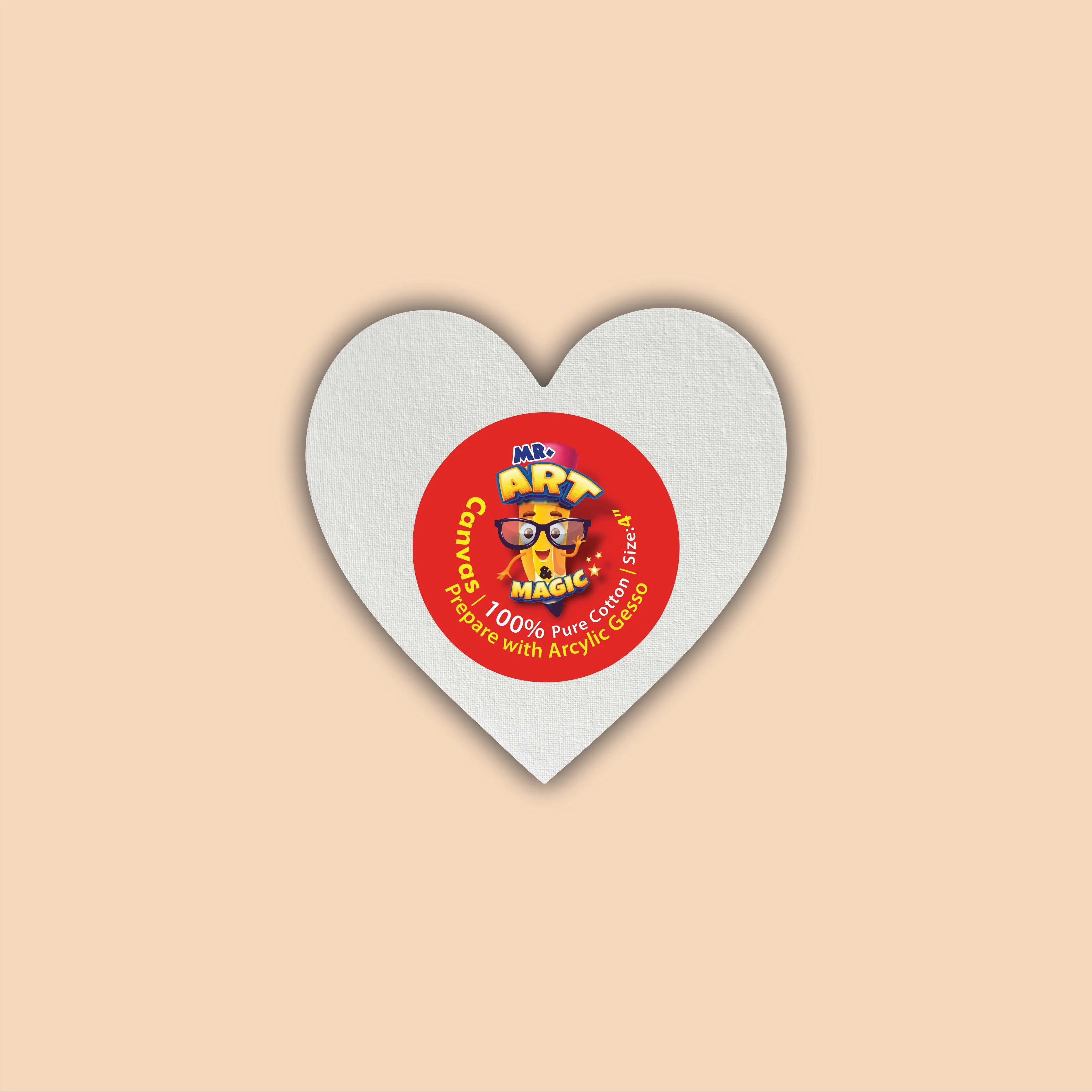 4-Inch White Heart Canvas Board
