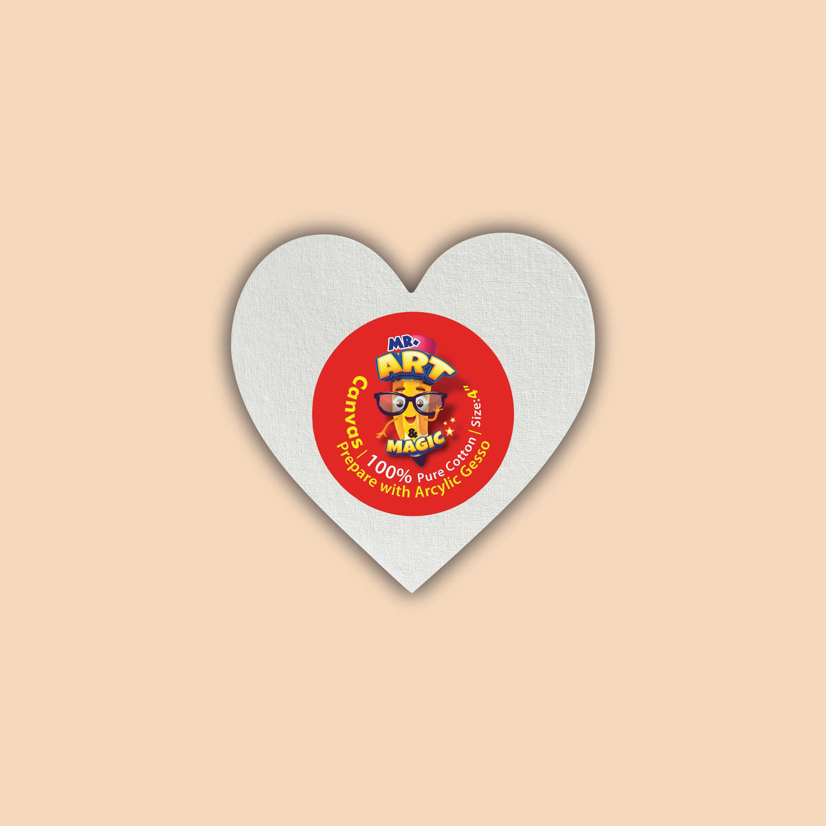 4-Inch White Heart Canvas Board
