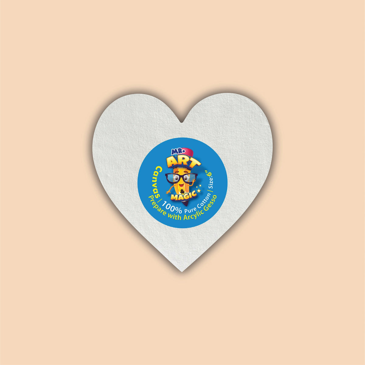 6-Inch White Heart Canvas Board
