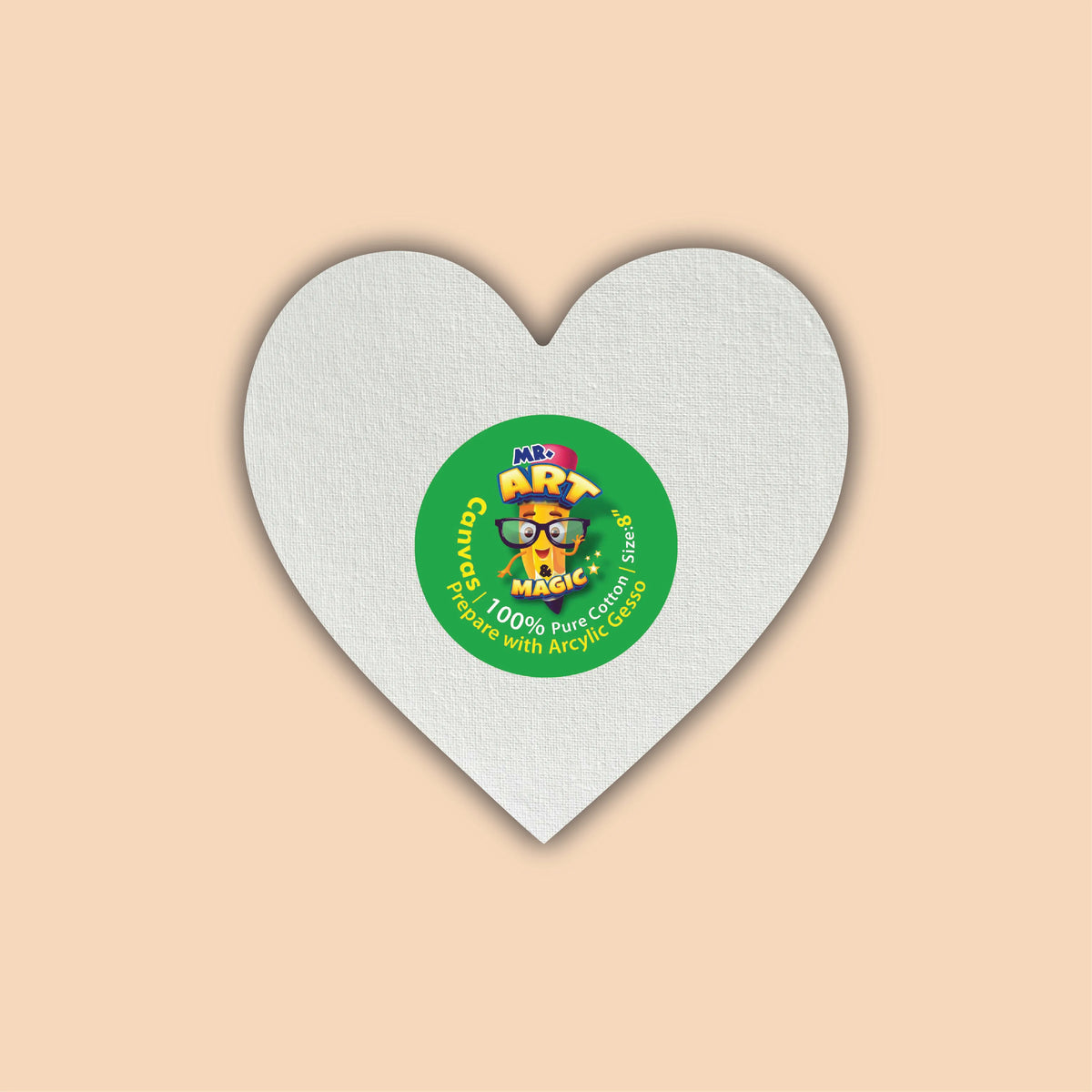 8-Inch White Heart Canvas Board
