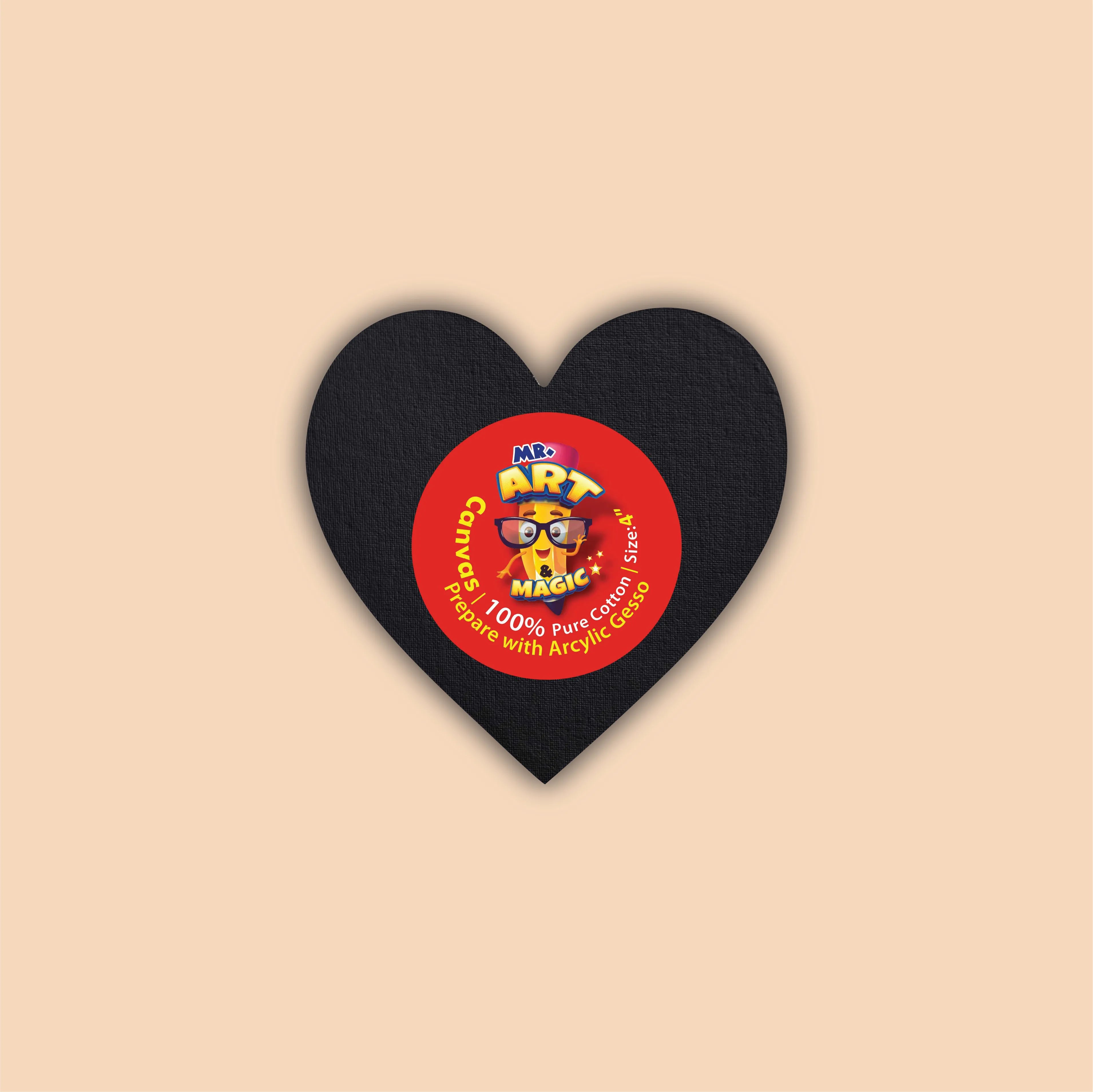 4-Inch Black Heart Canvas Board
