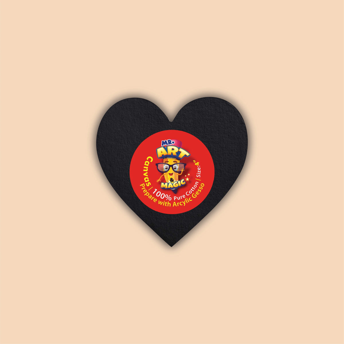 4-Inch Black Heart Canvas Board
