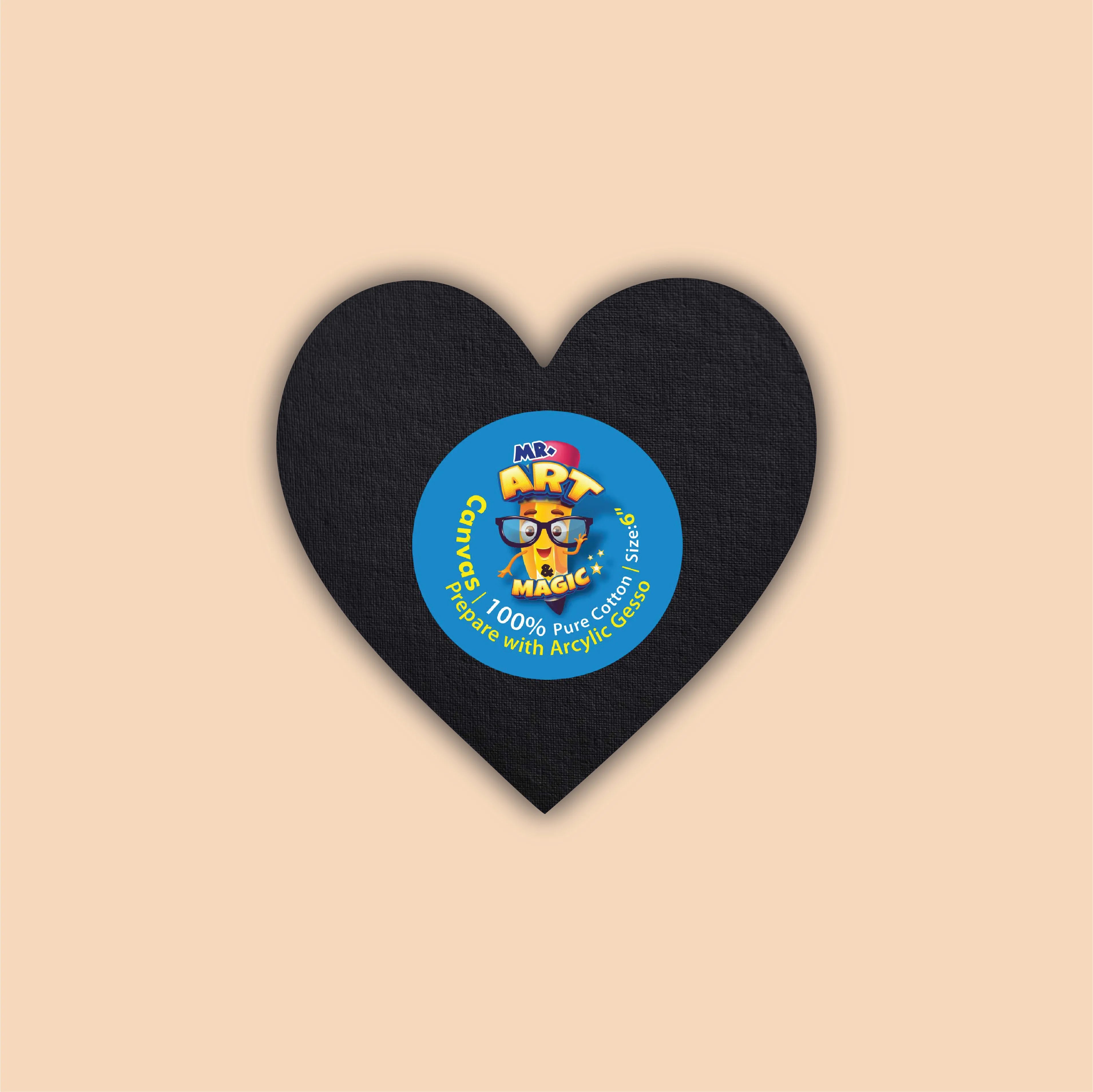6-Inch Black Heart Canvas Board
