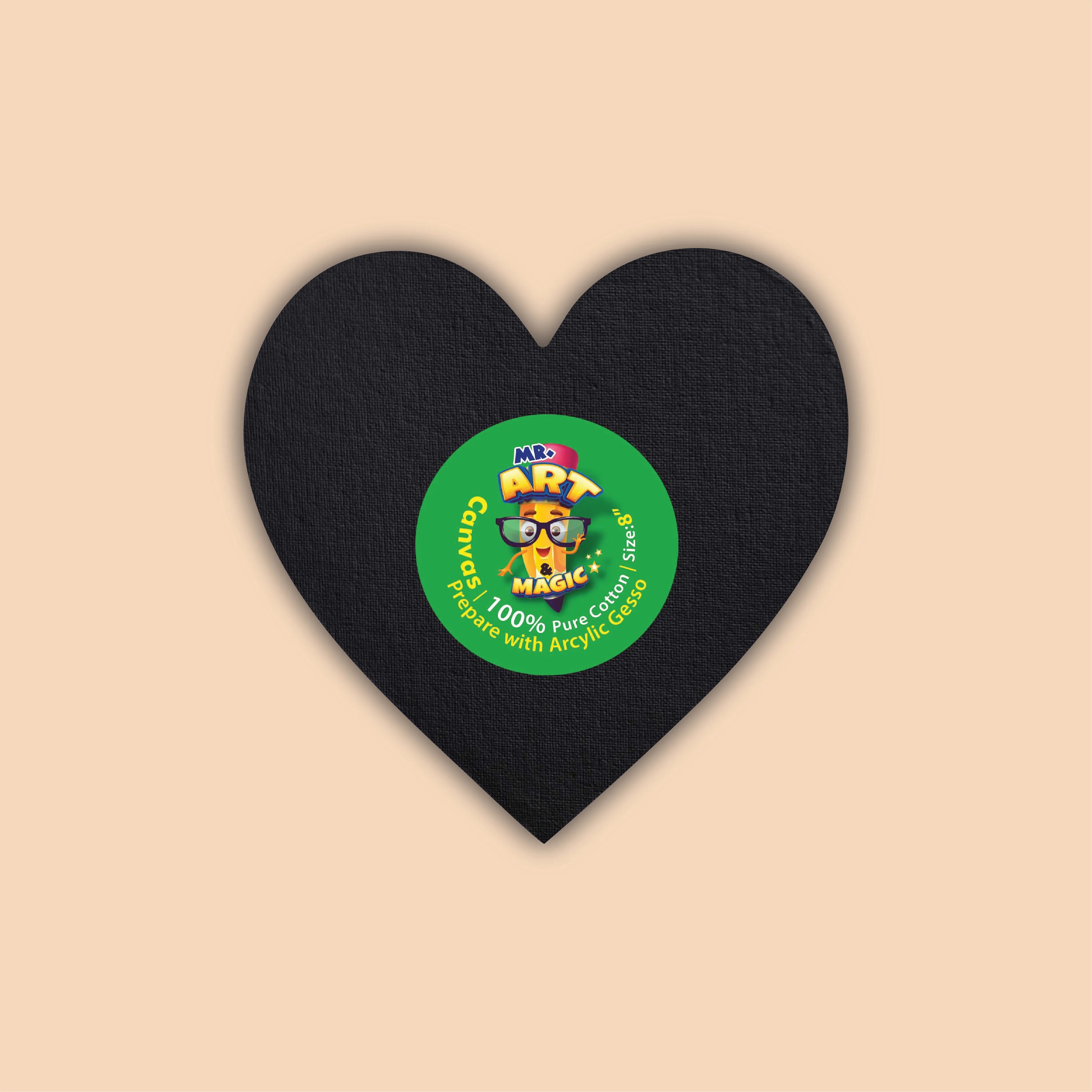 8-Inch Black Heart Canvas Board
