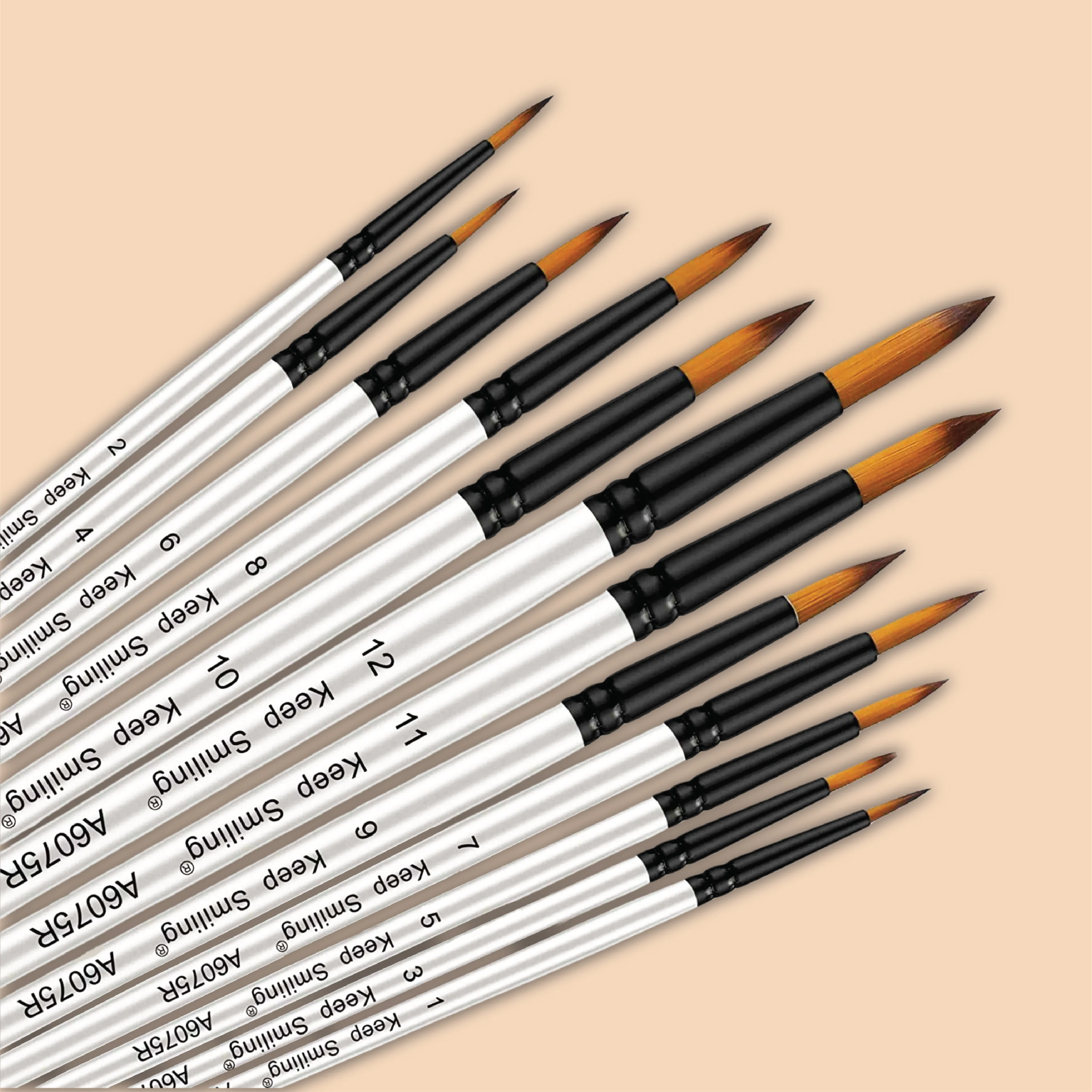 Keep Smiling Paint Brush Set | White Round | 12 Pcs
