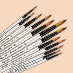 Keep Smiling Paint Brush Set | White Round | 12 Pcs