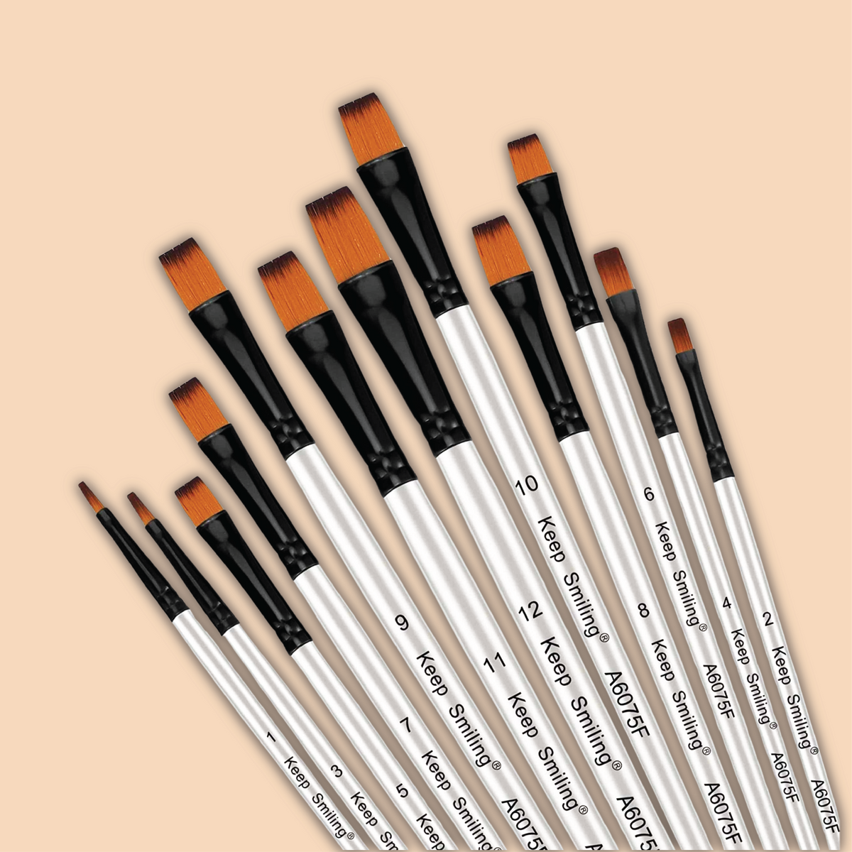 Keep Smiling Paint Brush Set | White Flat| 12 Pcs