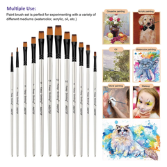 Keep Smiling Paint Brush Set | White Flat| 12 Pcs