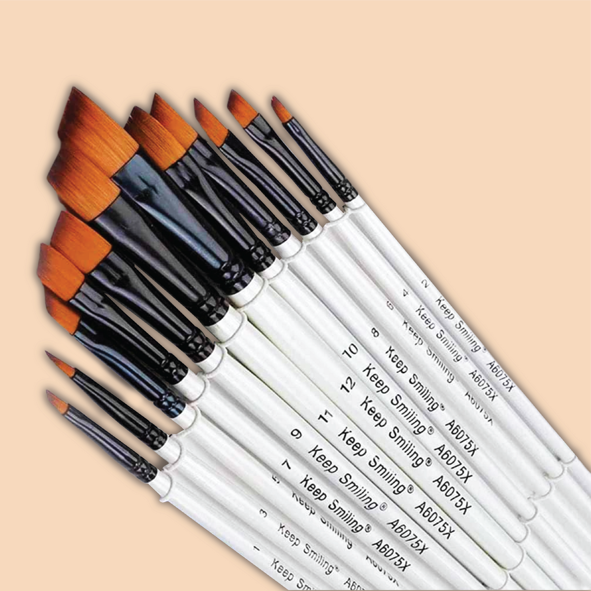 Keep Smiling Artist Brush Set | White Cut | 12 Pcs