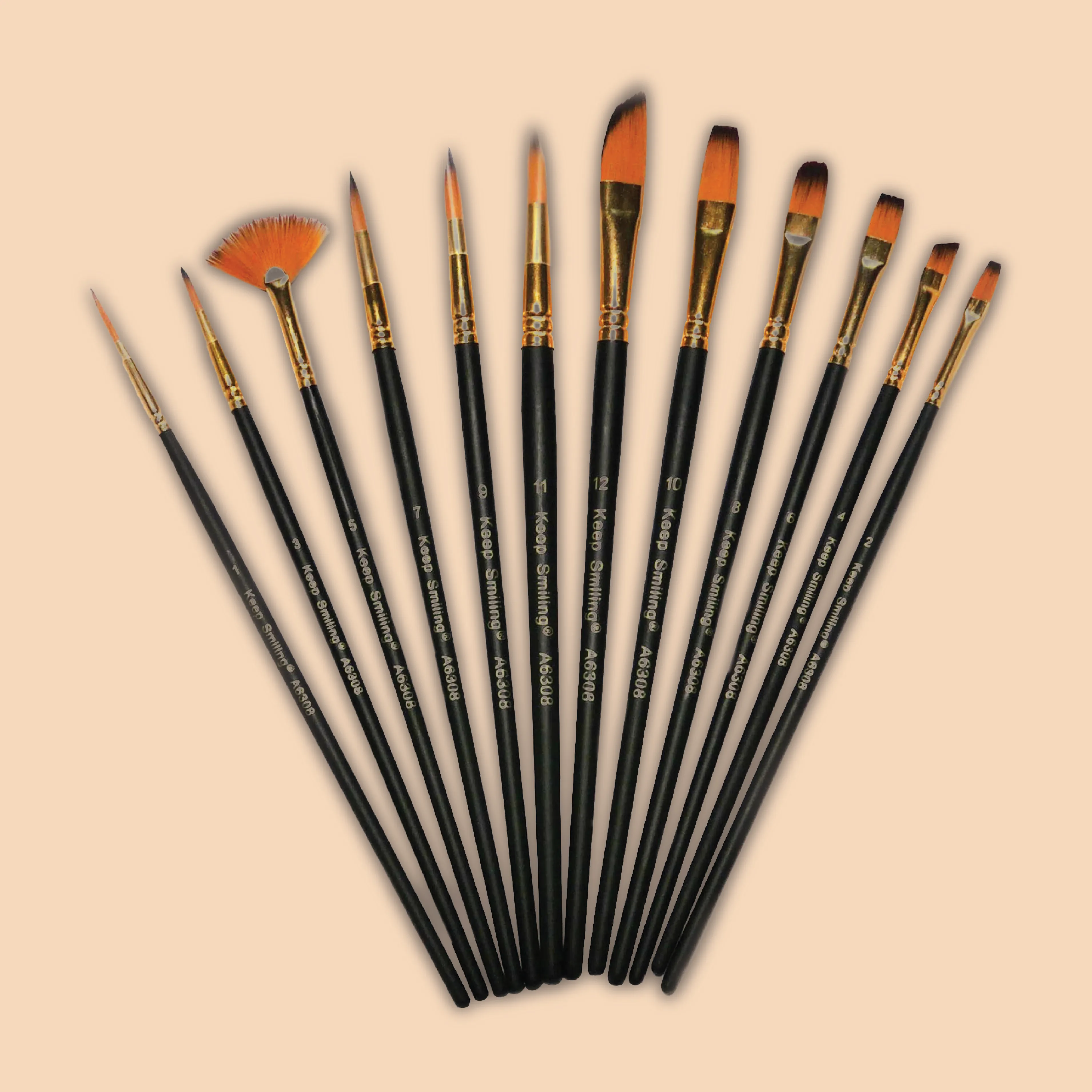 Keep Smiling Artist Brush Set | Mix | 12 Pcs
