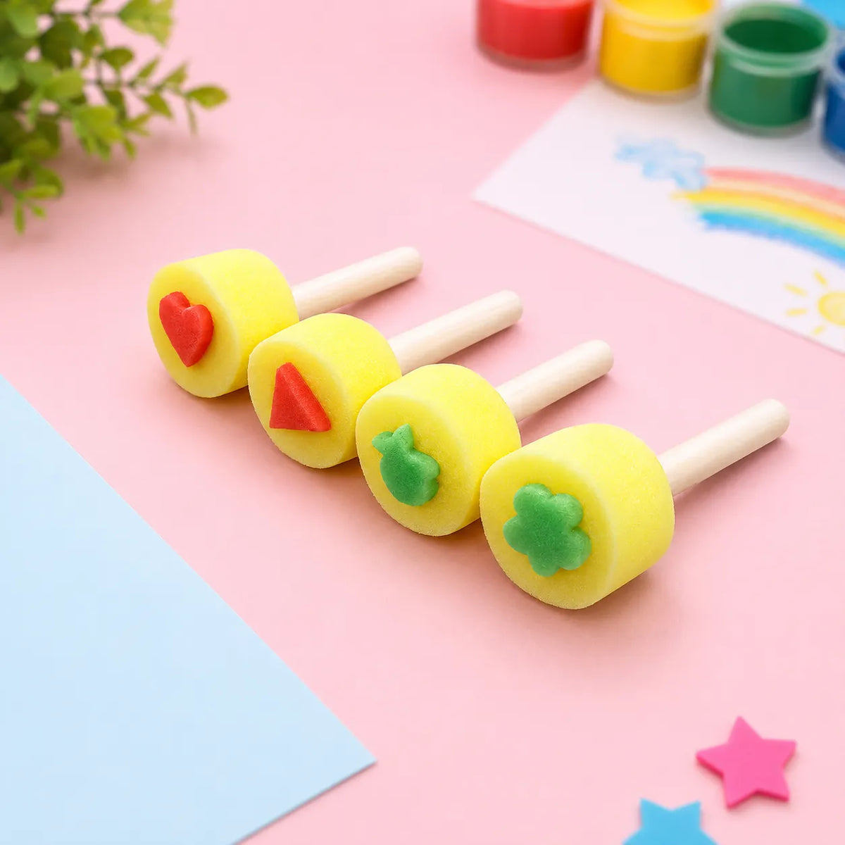 4 Pcs Sponge Painting Brushes Set for Kids